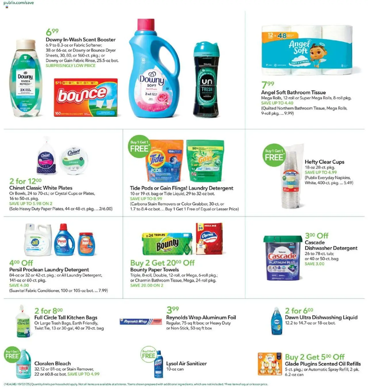 Publix Weekly Ad - valid from 01.10.2025 | Page: 14 | Products: Detergent, Bag, Dryer, Dishwasher