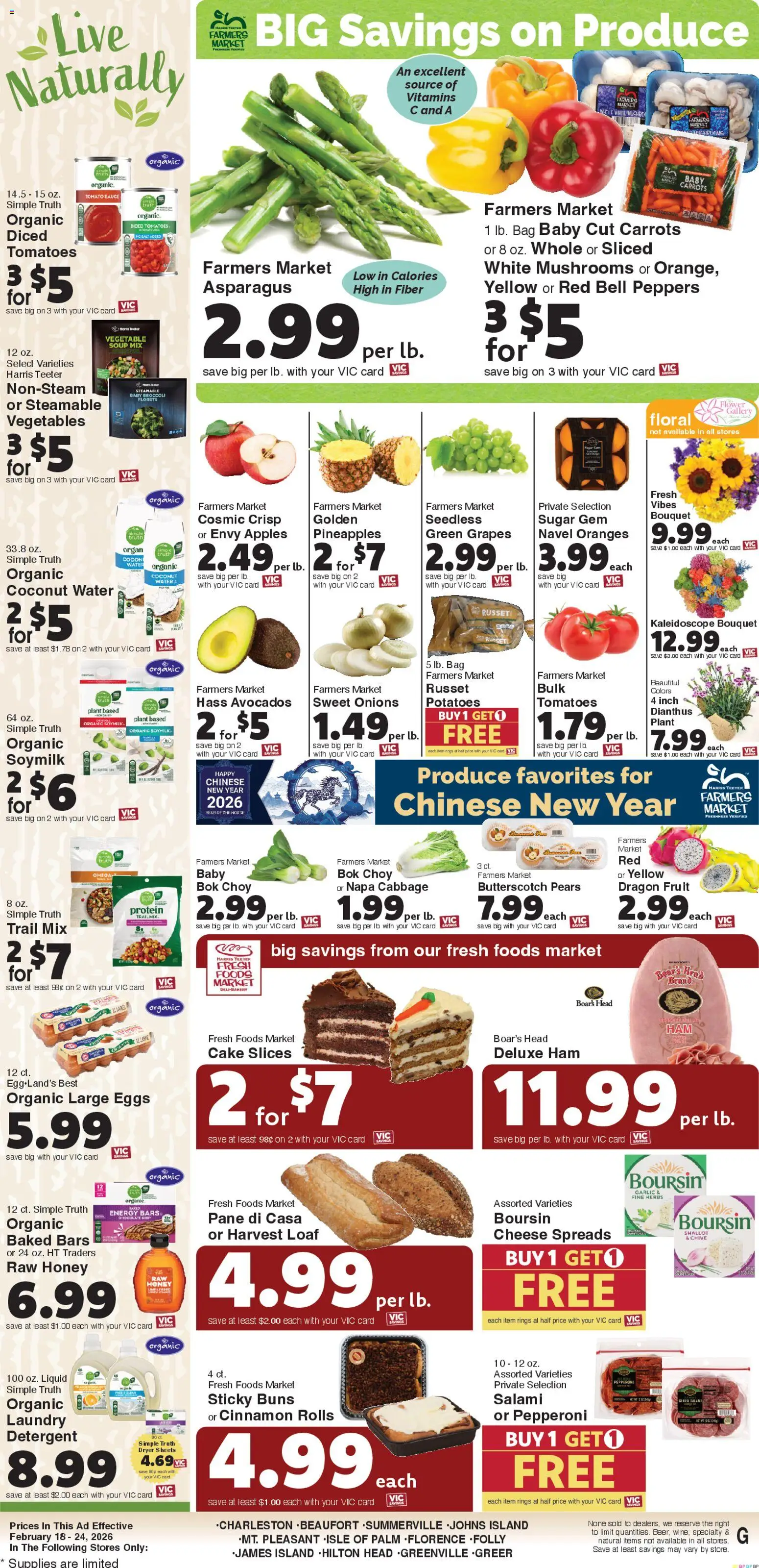 Harris Teeter Weekly Ad - SC - valid from 18.02.2026 | Page: 11 | Products: Mushrooms, Salami, Potatoes, Sugar