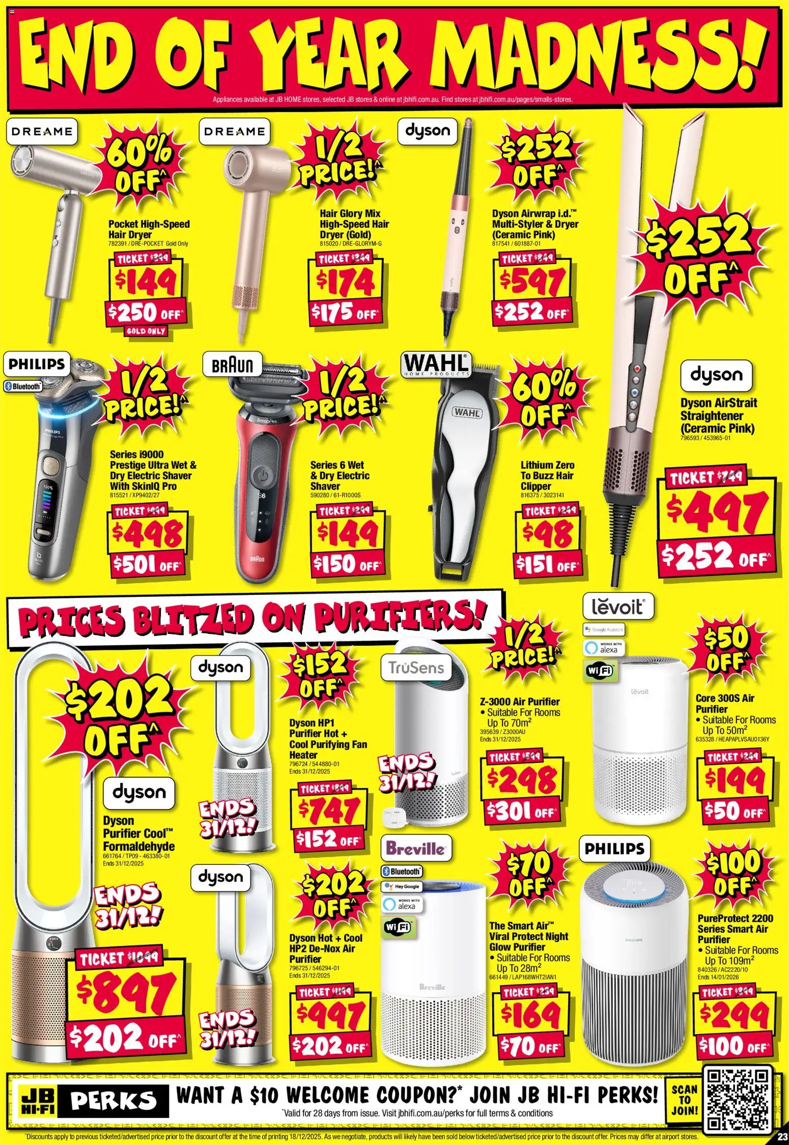 JB Hi-Fi catalogue - valid from 26.12.2025 | Page: 23 | Products: Dryer, Air purifier, Electric shaver, Hair dryer