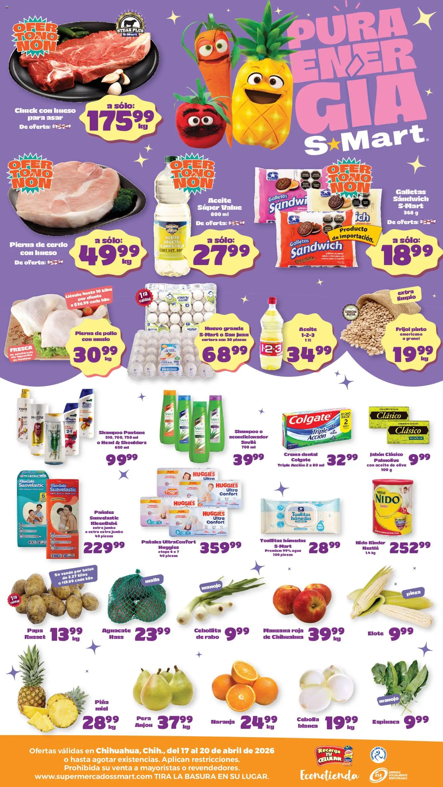 Nuevas ofertas de S-Mart válidas en toda la República Mexicana desde el 17.04.2026. ¡Encuentra las mejores ofertas en S-Mart folleto Chihuahua! | Página: 2 | Productos: Pollo, Crema, Bolsa, Galletas