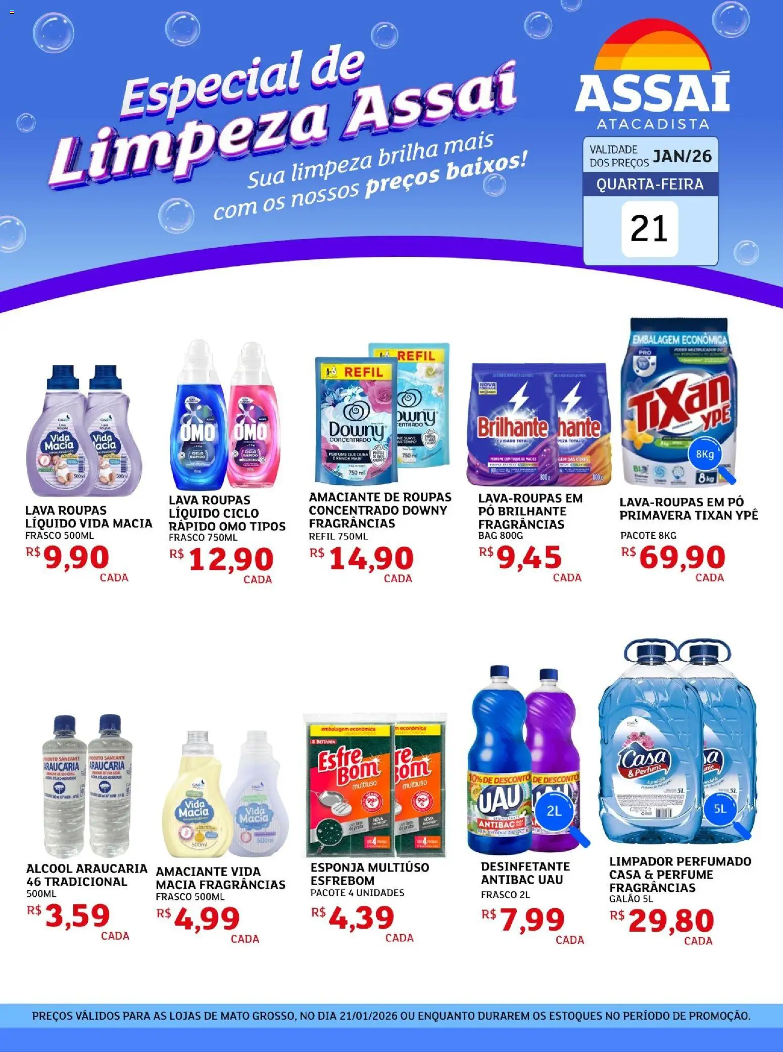 Assaí Atacadista Folheto - válido de 21.01.2026 | Página: 1 | Produtos: Esponja, Roupas, Amaciante, Desinfetante