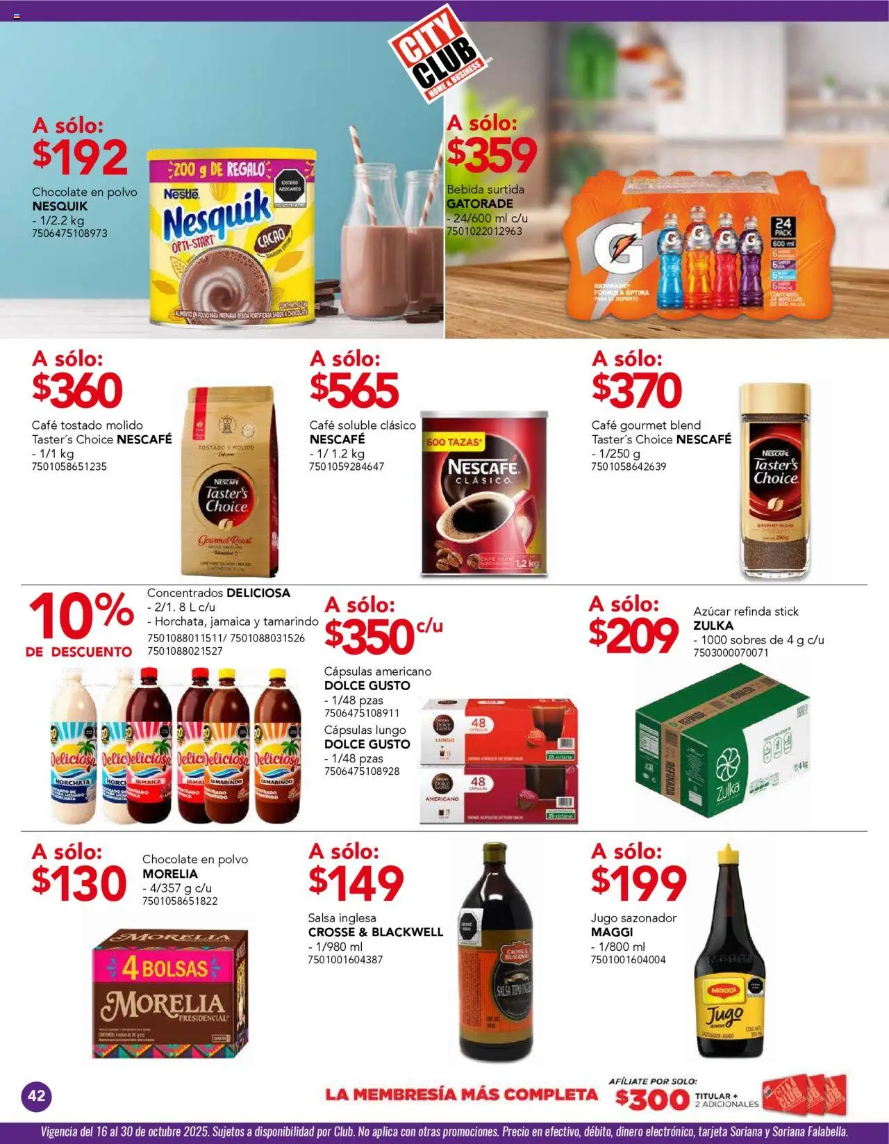 Nuevas ofertas de City Club válidas en toda la República Mexicana desde el 01.10.2025. ¡Encuentra las mejores ofertas en City Club - Catálogo! | Página: 40 | Productos: Café, Chocolate, Jugo, Polvo