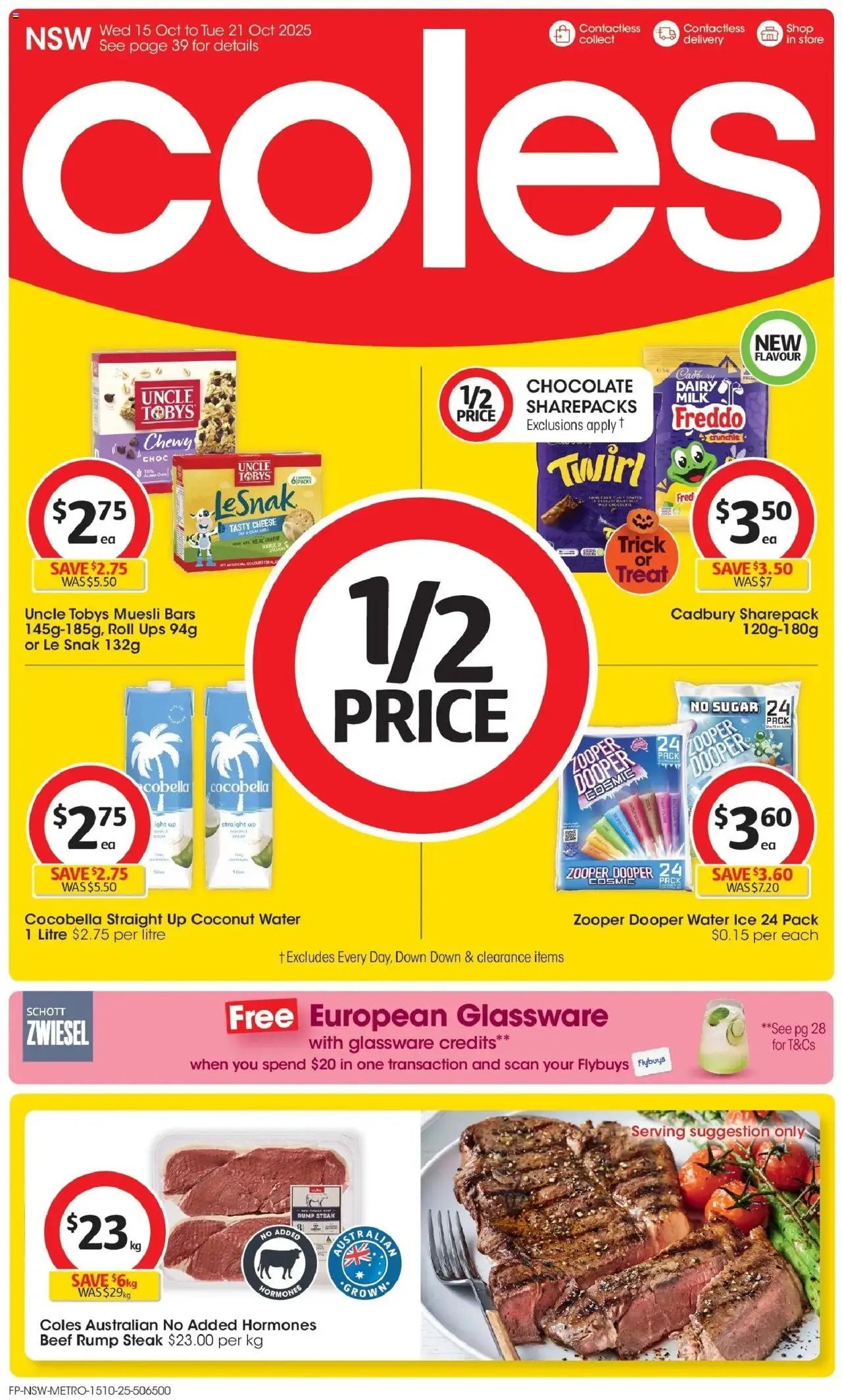 Coles catalogue - valid from 15.10.2025 | Page: 1 | Products: Milk, Glassware, Sugar, UPS