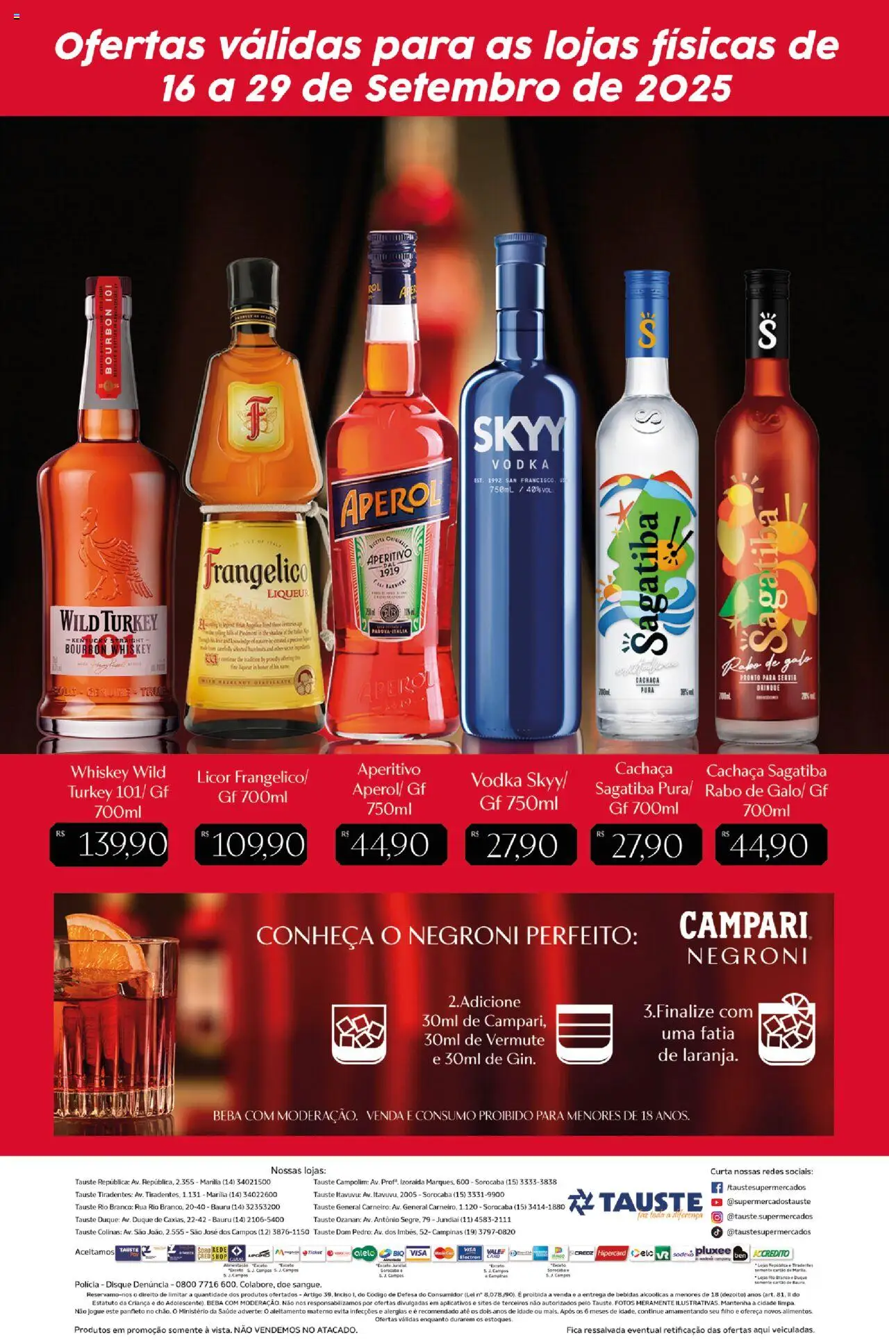Tauste Folheto - válido de 16.09.2025 | Página: 2 | Produtos: Licor, Vermute, Bourbon, Campari