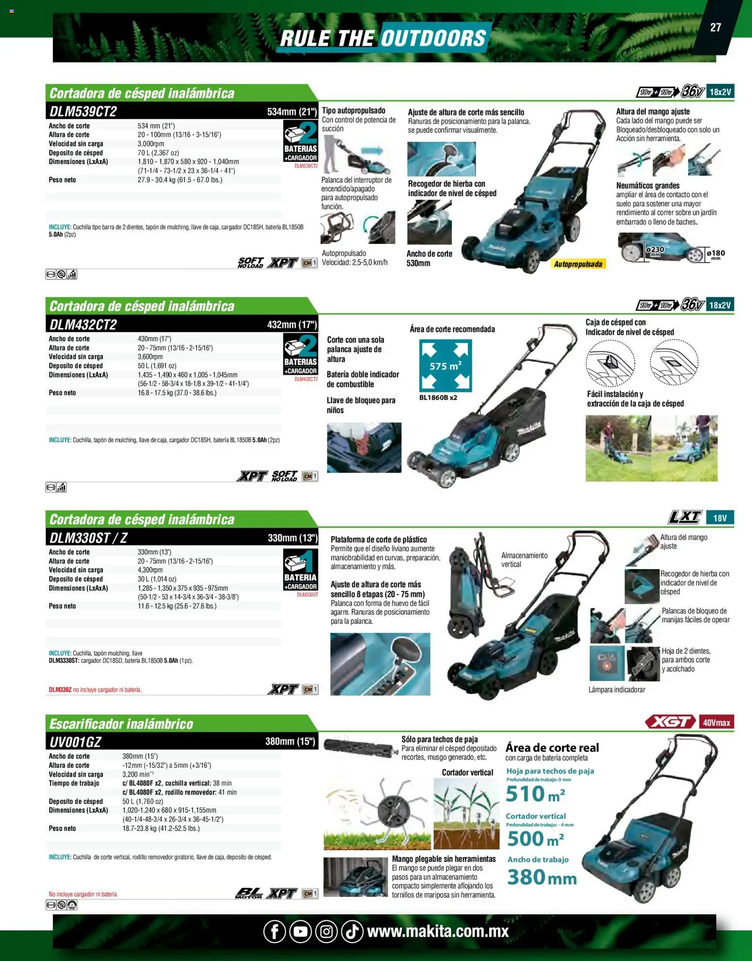 Nuevas ofertas de Makita válidas en toda la República Mexicana desde el 07.10.2024. ¡Encuentra las mejores ofertas en Makita catálogo Ope! | Página: 27 | Productos: Cargador, Cortadora de cesped, Batería, Lámpara