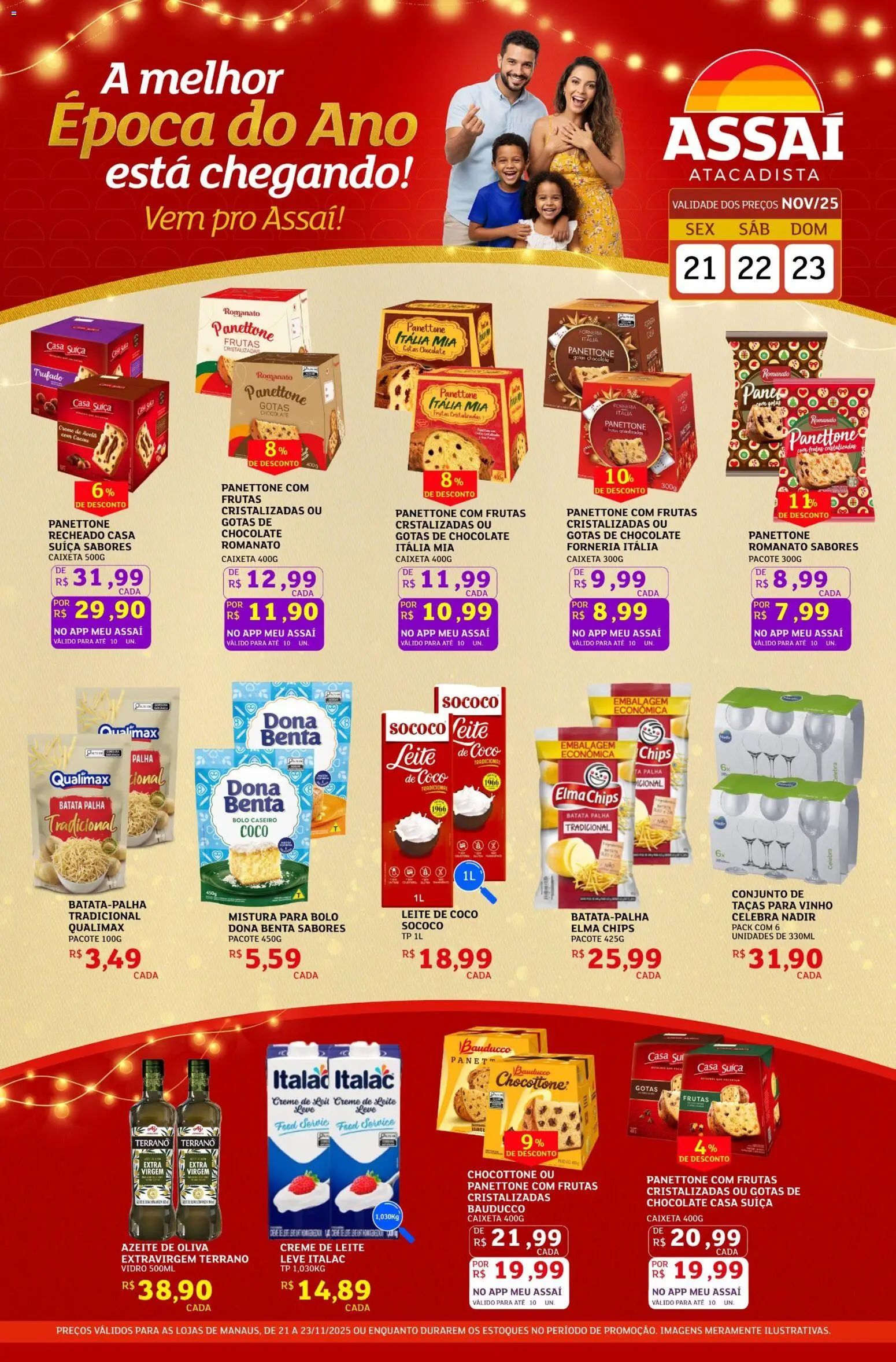 Assaí Atacadista Folheto - válido de 21.11.2025 | Página: 1 | Produtos: Taças, Leite, Creme, Frutas cristalizadas