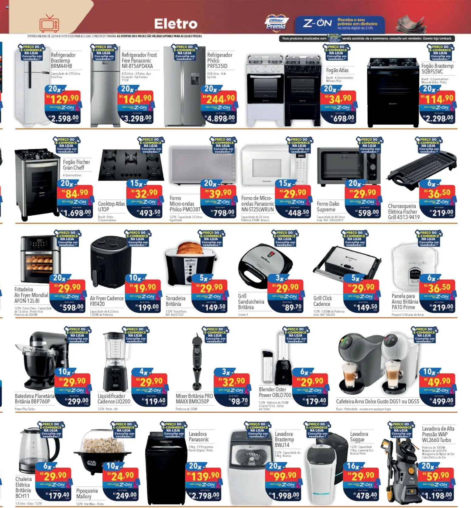 Supermercados Condor Folheto - válido de 22.04.2026 | Página: 31 | Produtos: Chaleira, Batedeira, Cafeteira, Churrasqueira
