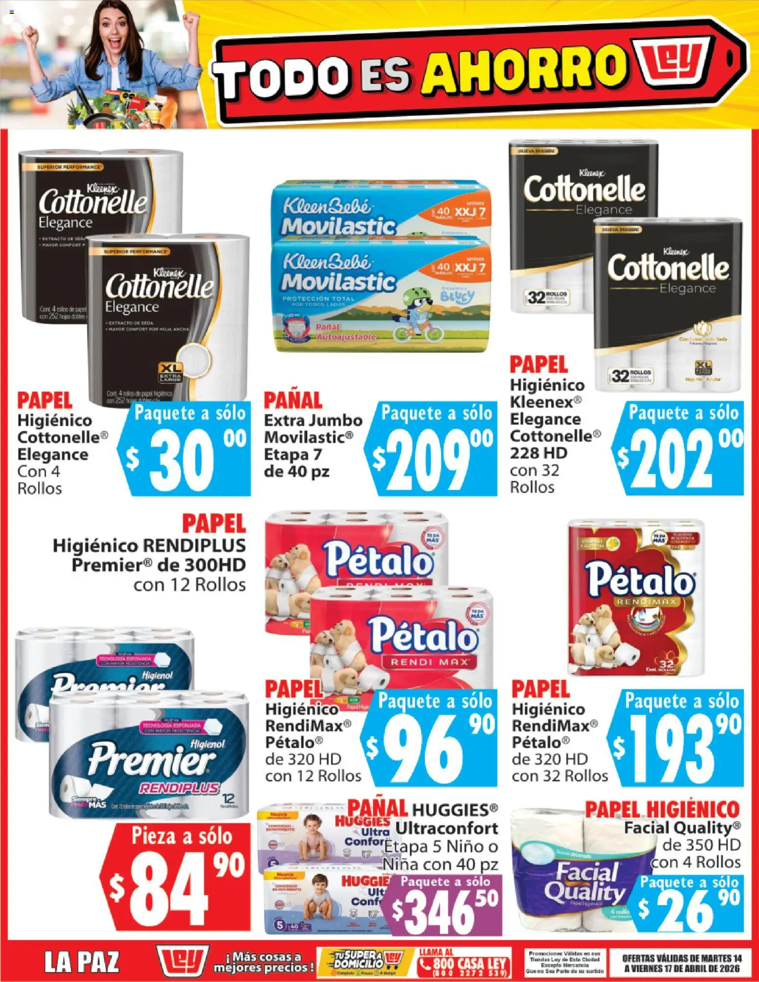 Nuevas ofertas de Casa Ley válidas en toda la República Mexicana desde el 14.04.2026. ¡Encuentra las mejores ofertas en Casa Ley folleto Todo es ahorro! | Página: 9 | Productos: Papel higiénico