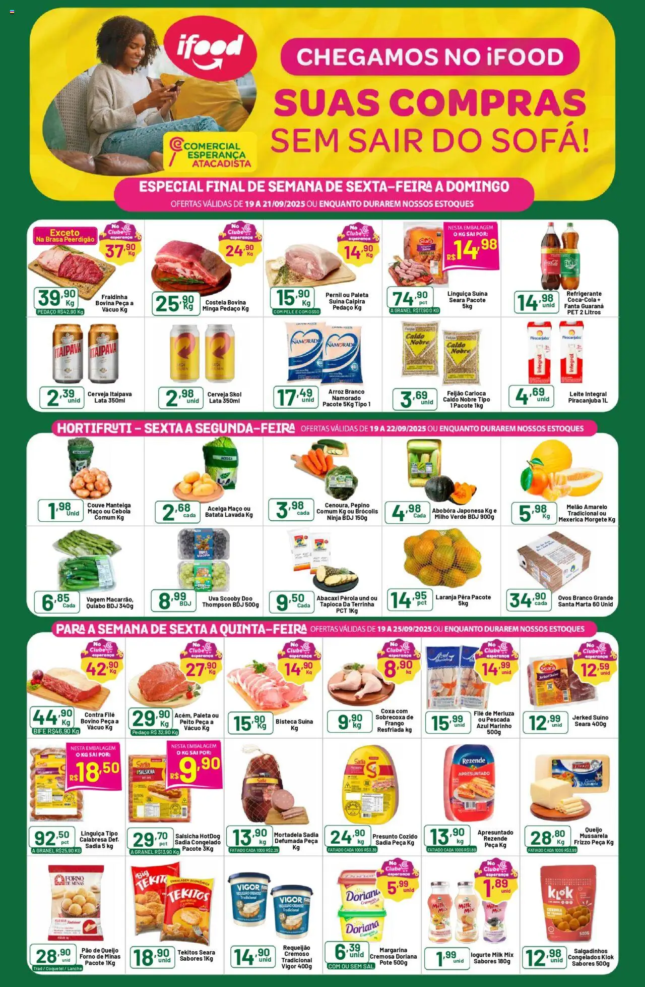 Comercial Esperança Folheto - válido de 19.09.2025 | Página: 1 | Produtos: Guaraná, Doriana, Linguiça, Queijo