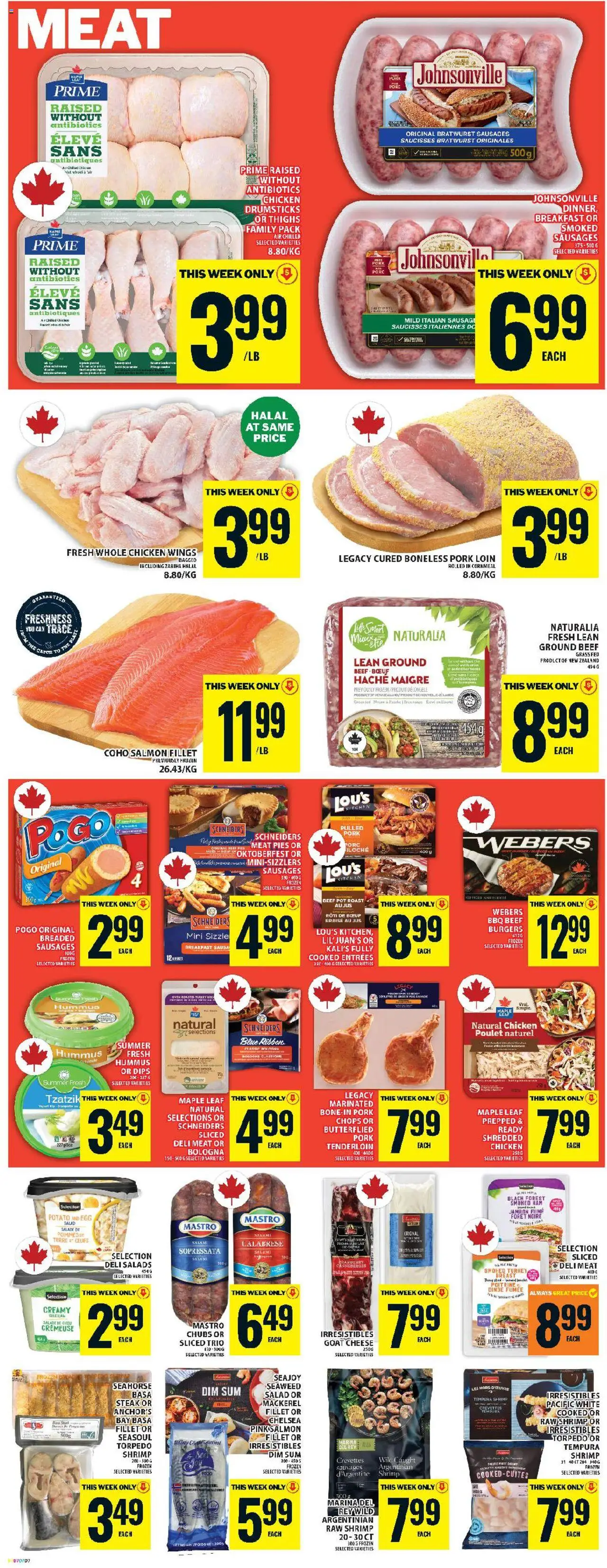 Food Basics flyer valid from 31.07.2025 | Page: 5 | Products: Beef, Salad, Cheese, Pork
