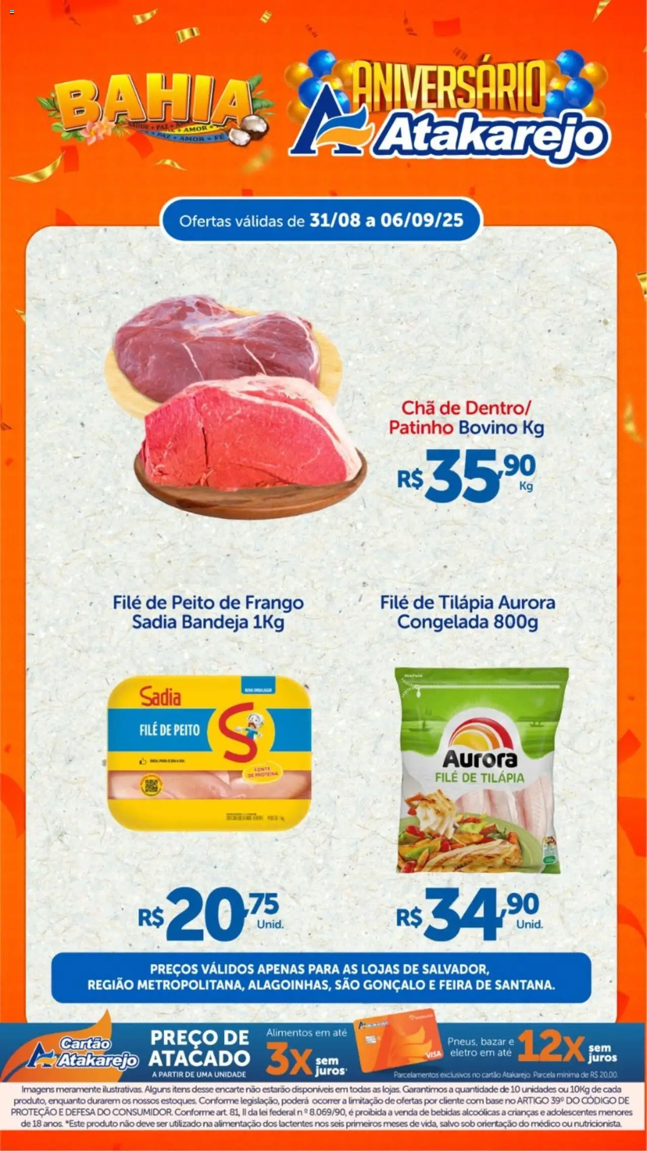 Atakarejo Folheto - válido de 31.08.2025 | Página: 2 | Produtos: Chá, Bandeja, Frango, Filé de tilápia