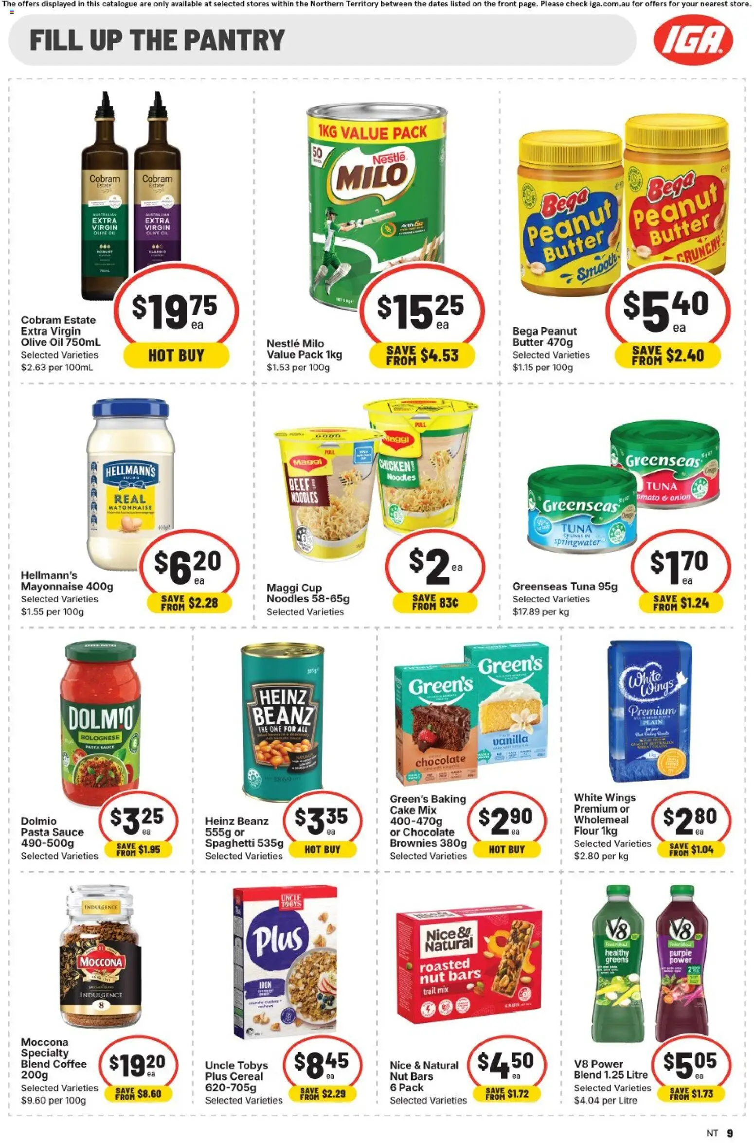 IGA catalogue - valid from 24.12.2025 | Page: 9 | Products: Chocolate, Pasta, Olive oil, Tuna