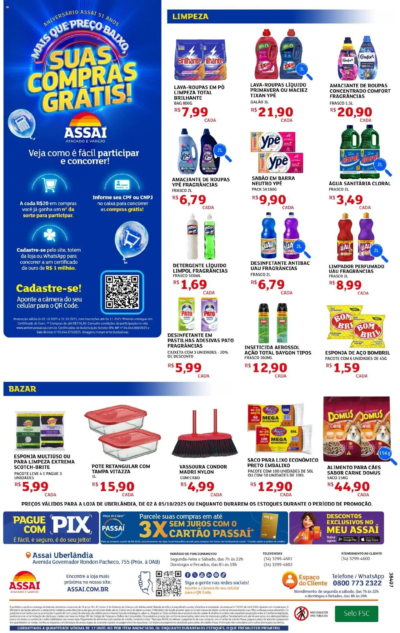 Assaí Atacadista Folheto - válido de 02.10.2025 | Página: 8 | Produtos: Base, Roupas, Bebida, Amaciante