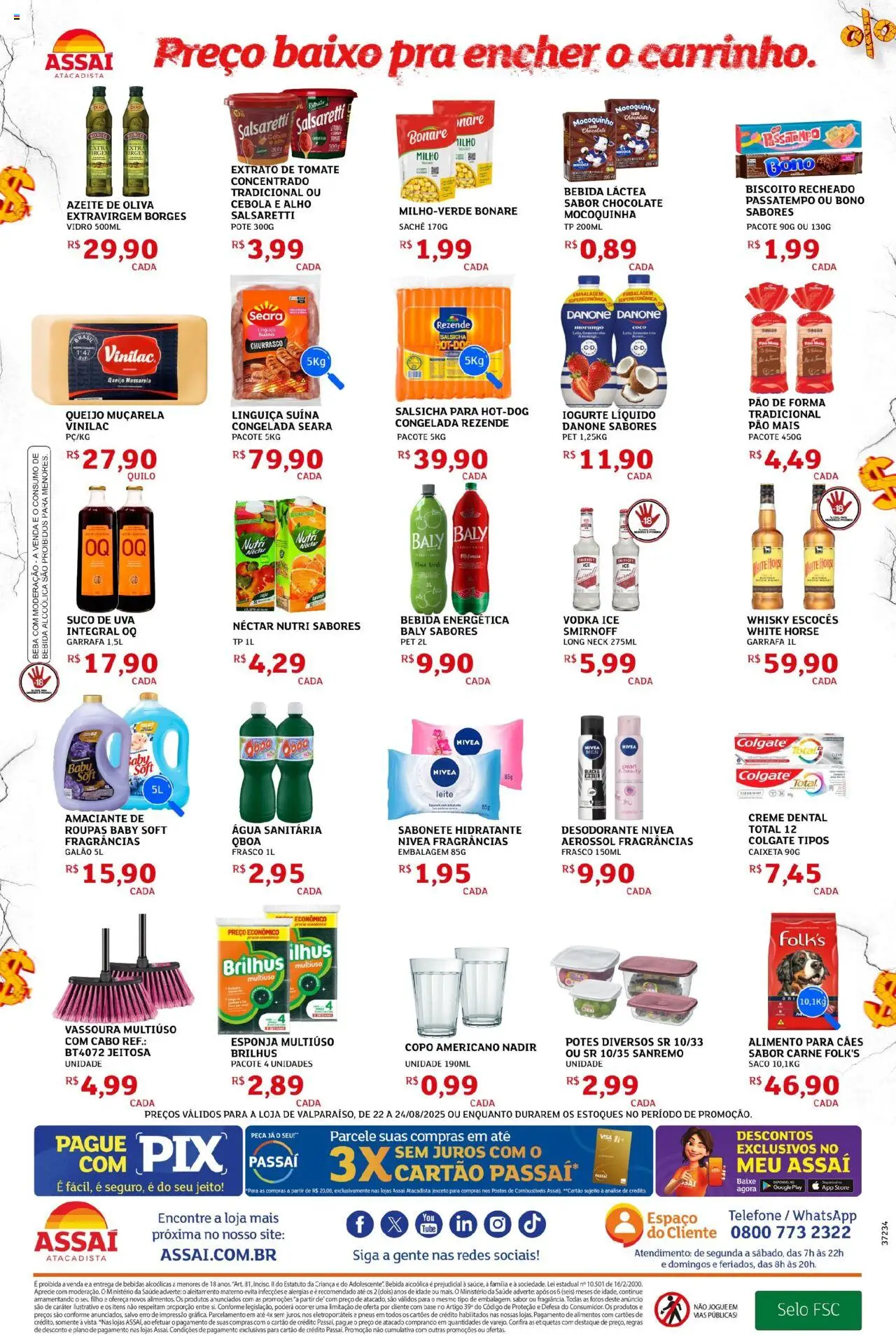 Assaí Atacadista Folheto - válido de 22.08.2025 | Página: 2 | Produtos: Whisky, Suco, Creme dental, Vassoura
