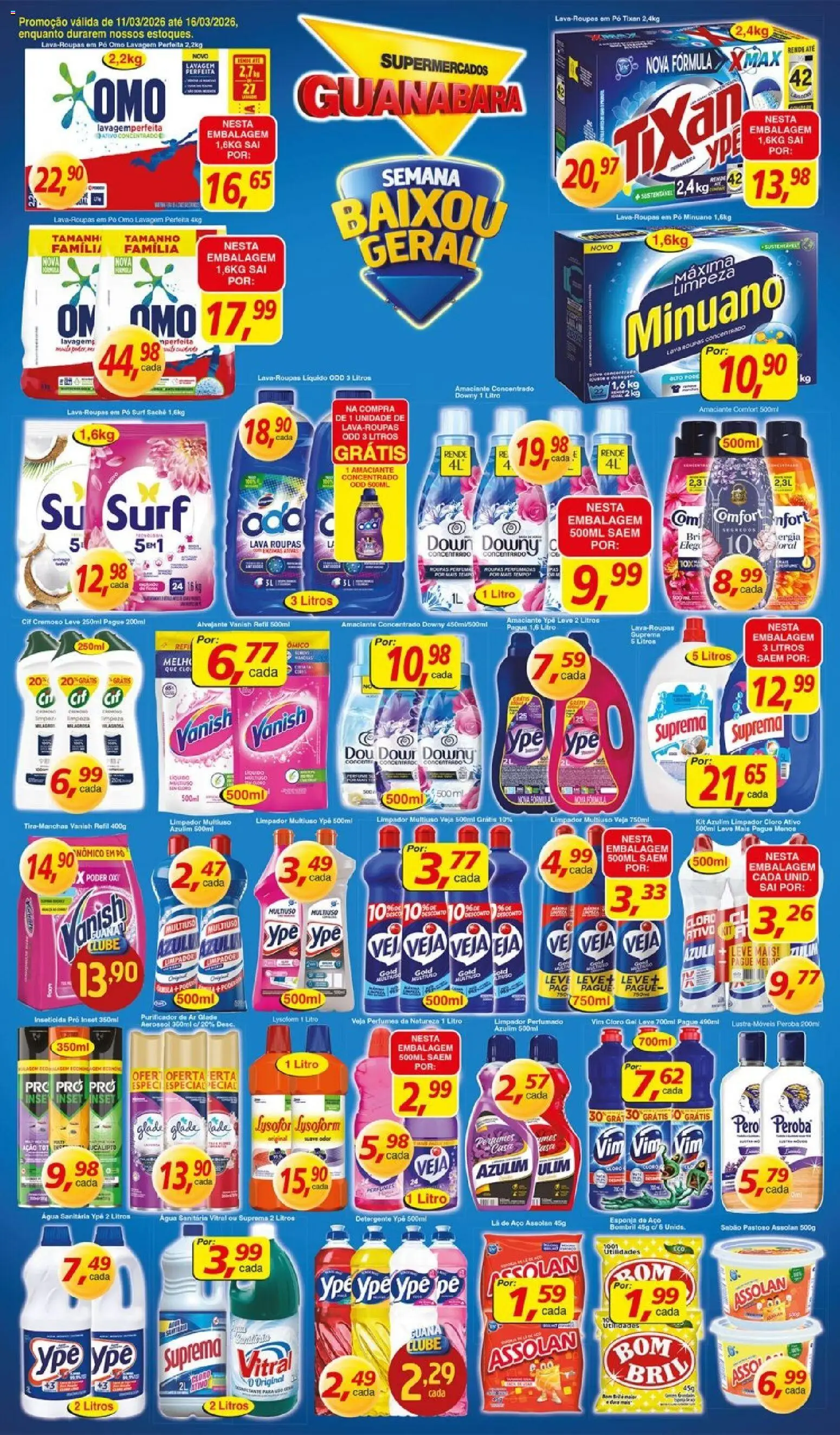 Supermercados Guanabara Folheto - válido de 11.03.2026 | Página: 9 | Produtos: Purificador de ar, Pó, Alvejante, Esponja de aço