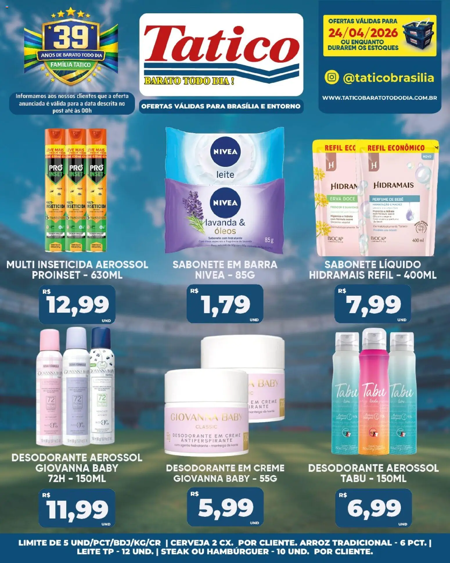 Tatico Folheto - válido de 24.04.2026 | Página: 23 | Produtos: Perfume, Antiperspirante, Leite, Hambúrguer