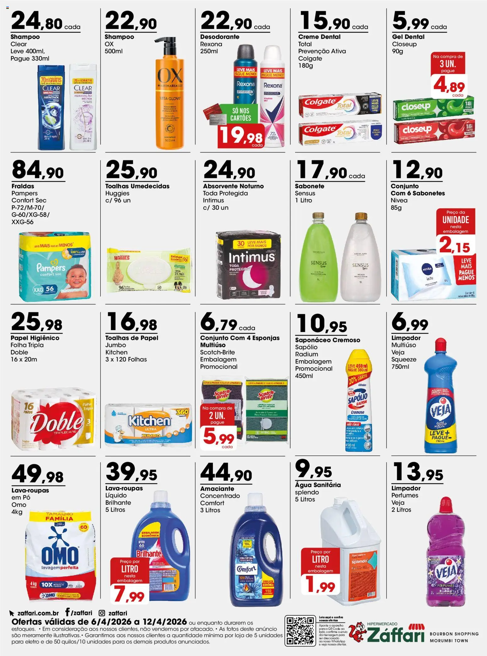 Zaffari Folheto - válido de 06.04.2026 | Página: 4 | Produtos: Pó, Leite, Saponáceo, Creme dental