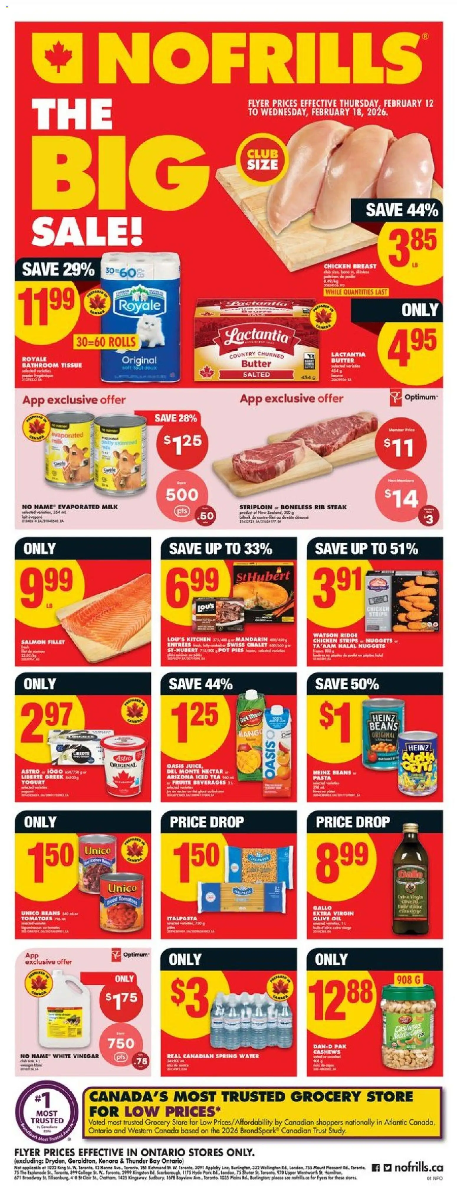 No Frills flyer valid from 12.02.2026 | Page: 2 | Products: Tea, Pasta, Milk, Tomatoes