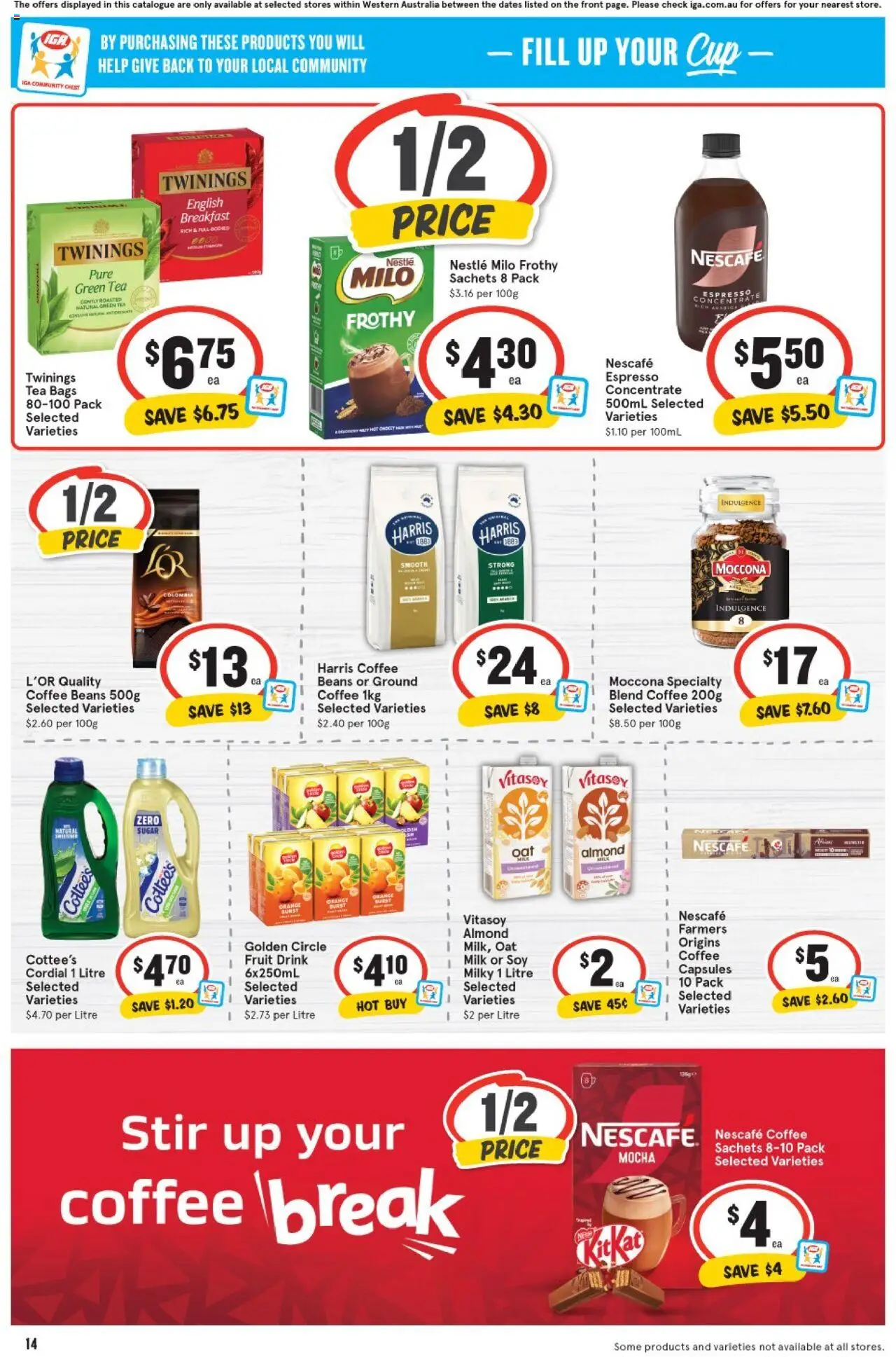 IGA catalogue - valid from 06.08.2025 | Page: 14 | Products: Coffee, Tea, Sugar, Nescafe