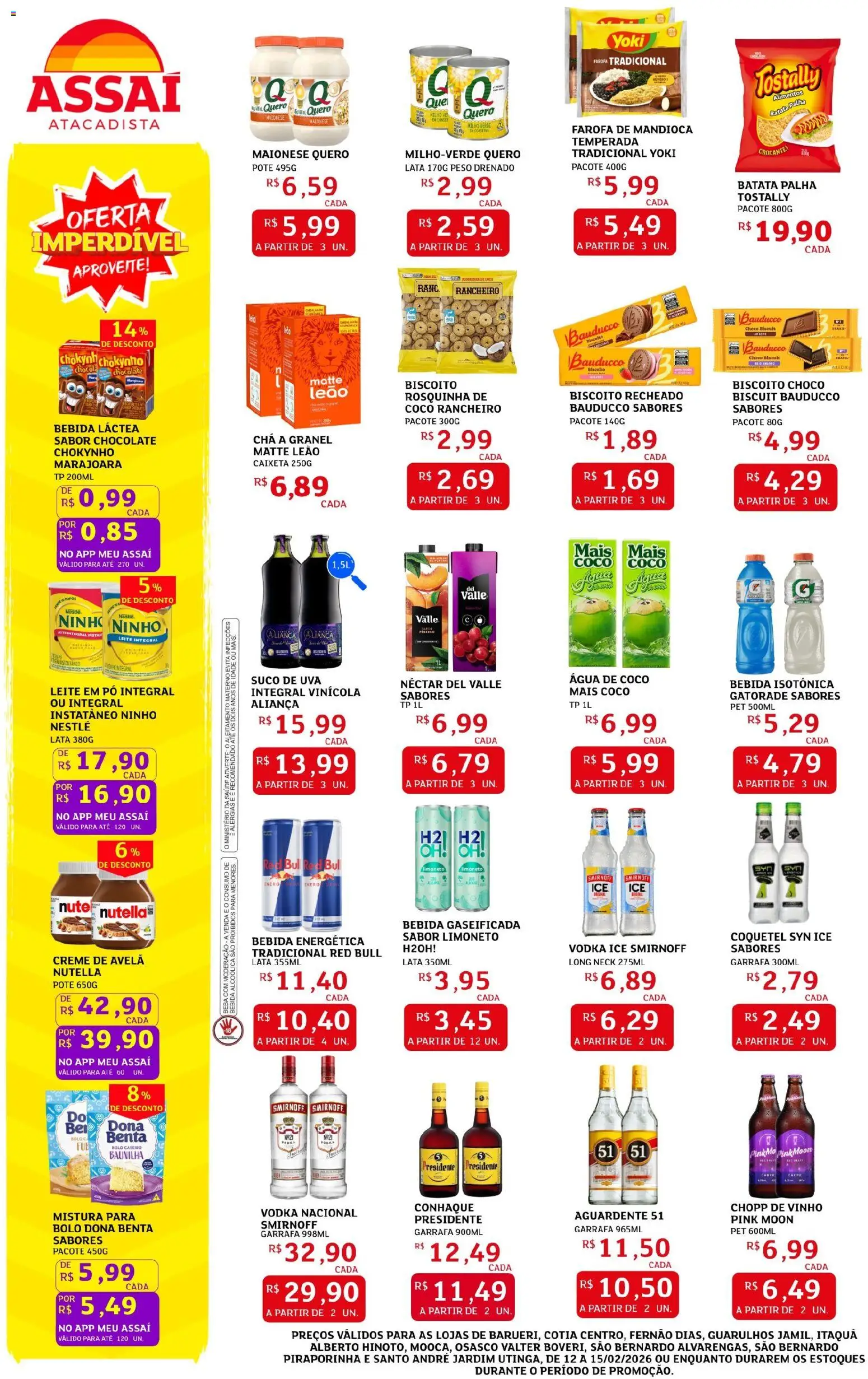 Assaí Atacadista Folheto - válido de 12.02.2026 | Página: 2 | Produtos: Água de coco, Gatorade, Chá, Rosquinha