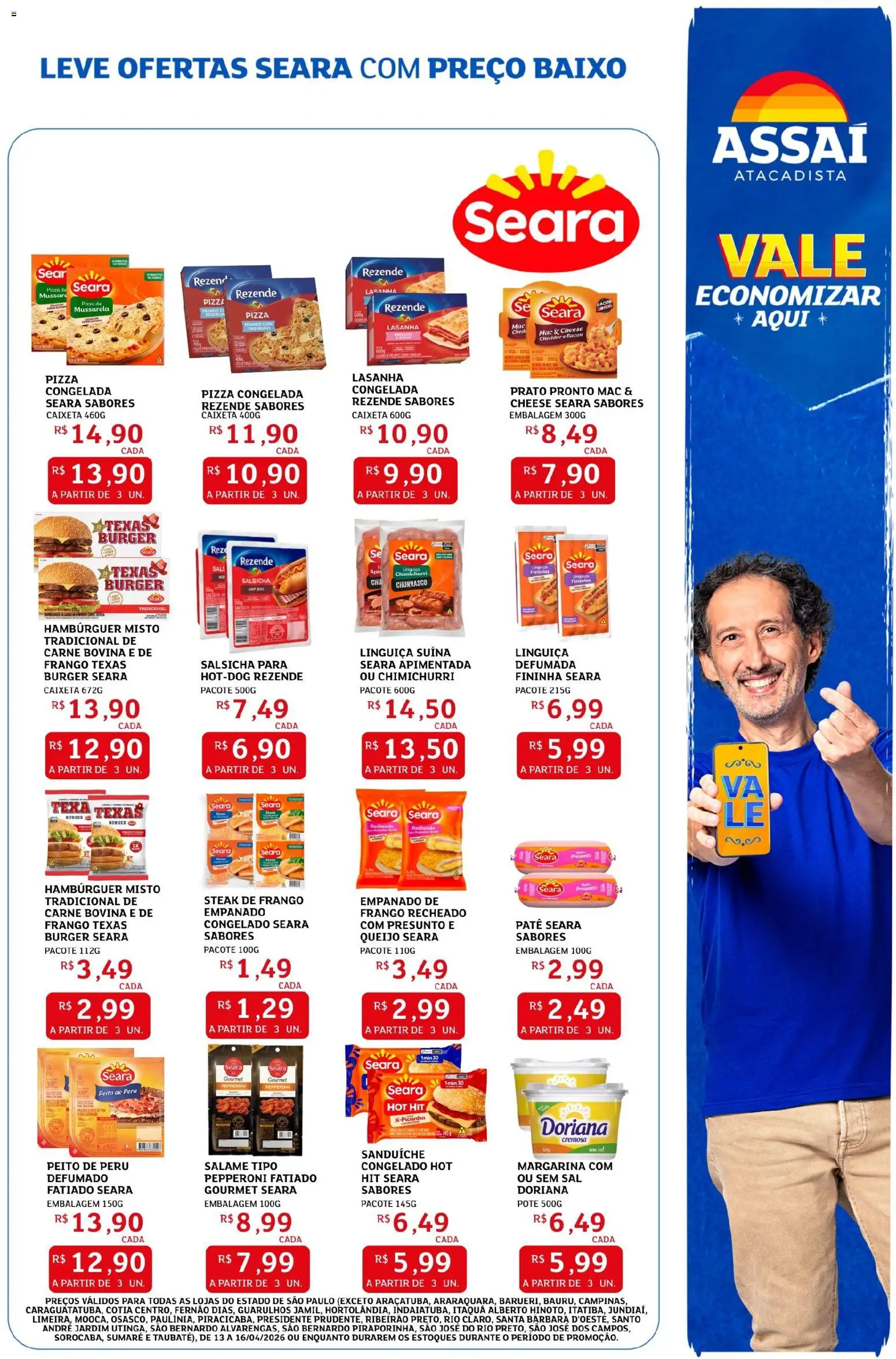 Assaí Atacadista Folheto - válido de 13.04.2026 | Página: 3 | Produtos: Sanduíche, Lasanha, Baixo, Mussarela