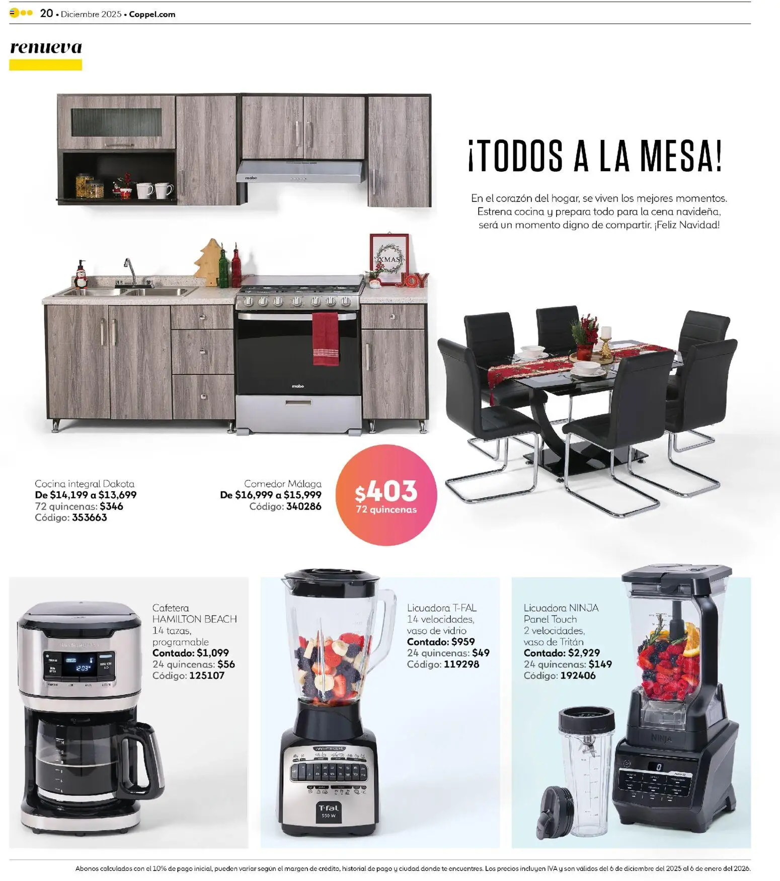 Nuevas ofertas de Coppel válidas en toda la República Mexicana desde el 06.12.2025. ¡Encuentra las mejores ofertas en Coppel catálogo Encuentra todo para el intercambio! | Página: 20 | Productos: Licuadora, Cocina, Cafetera, Té