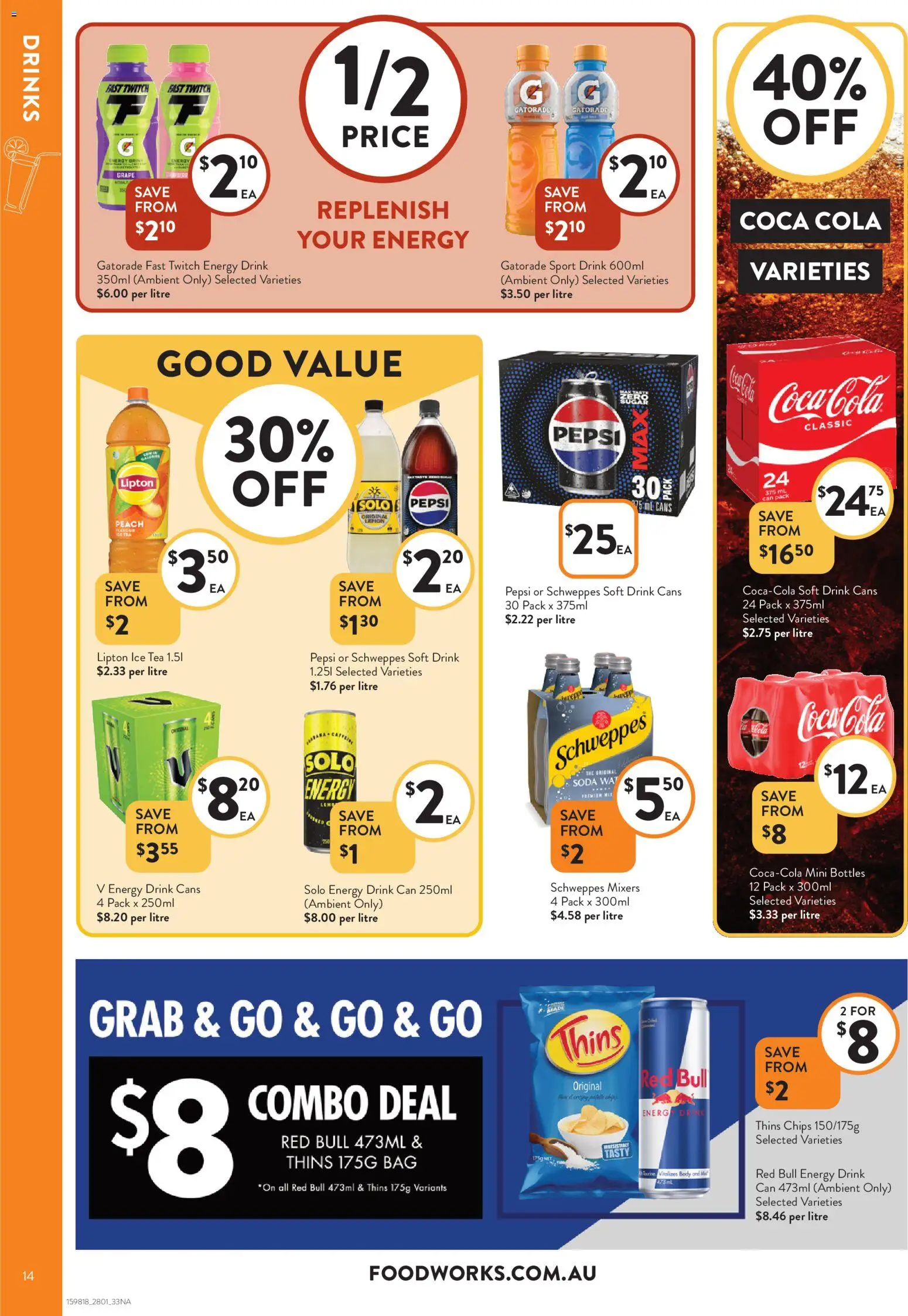 Foodworks catalogue - valid from 28.01.2026 | Page: 14 | Products: Pepsi, Chips, Peach, Bag