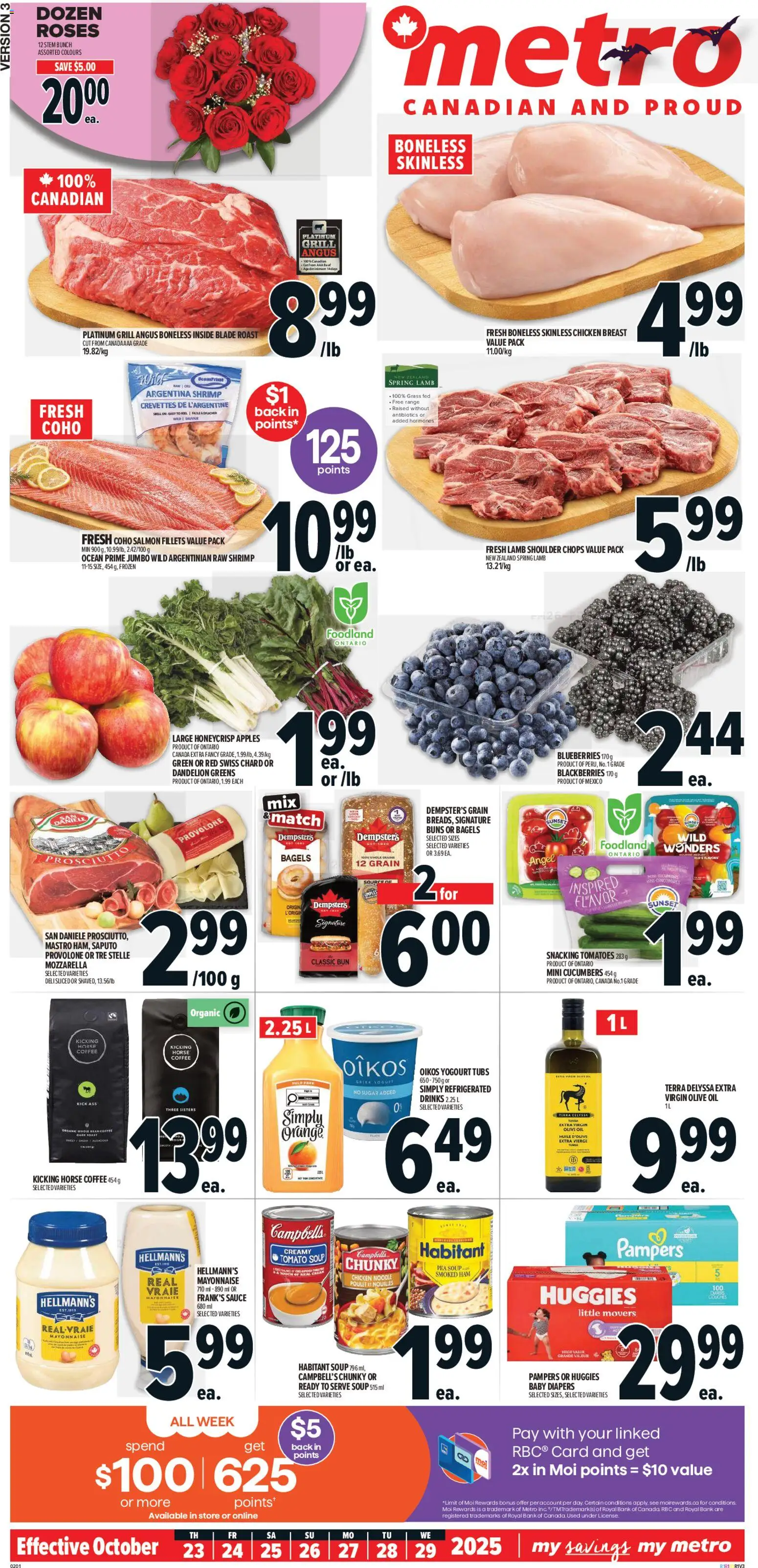 Metro flyer valid from 23.10.2025 | Page: 2 | Products: Oil, Ham, Chicken, Tomatoes