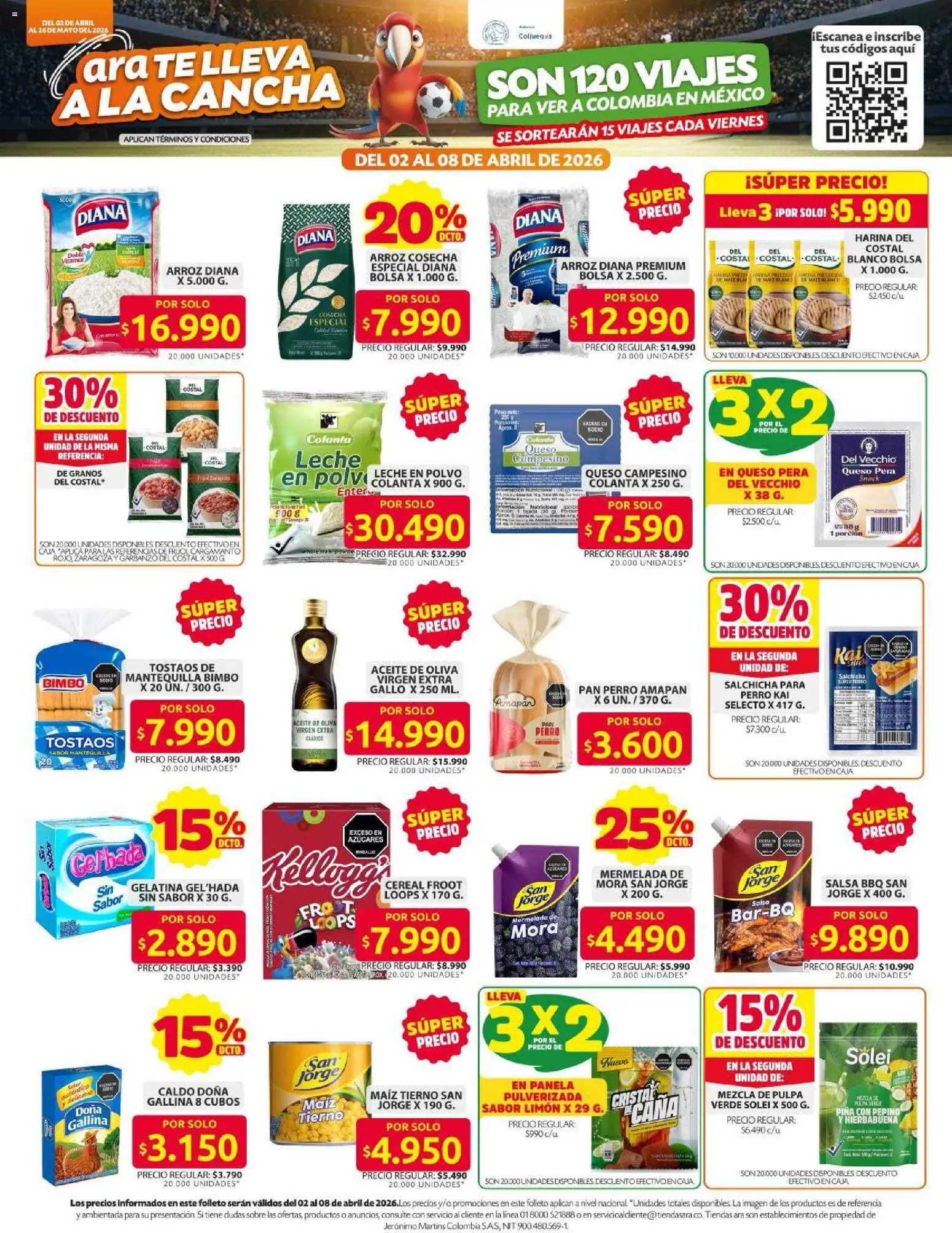 Ara revista - valida desde el 01.04.2026 | Página: 2 | Productos: Gelatina, Mermelada, Leche, Pera