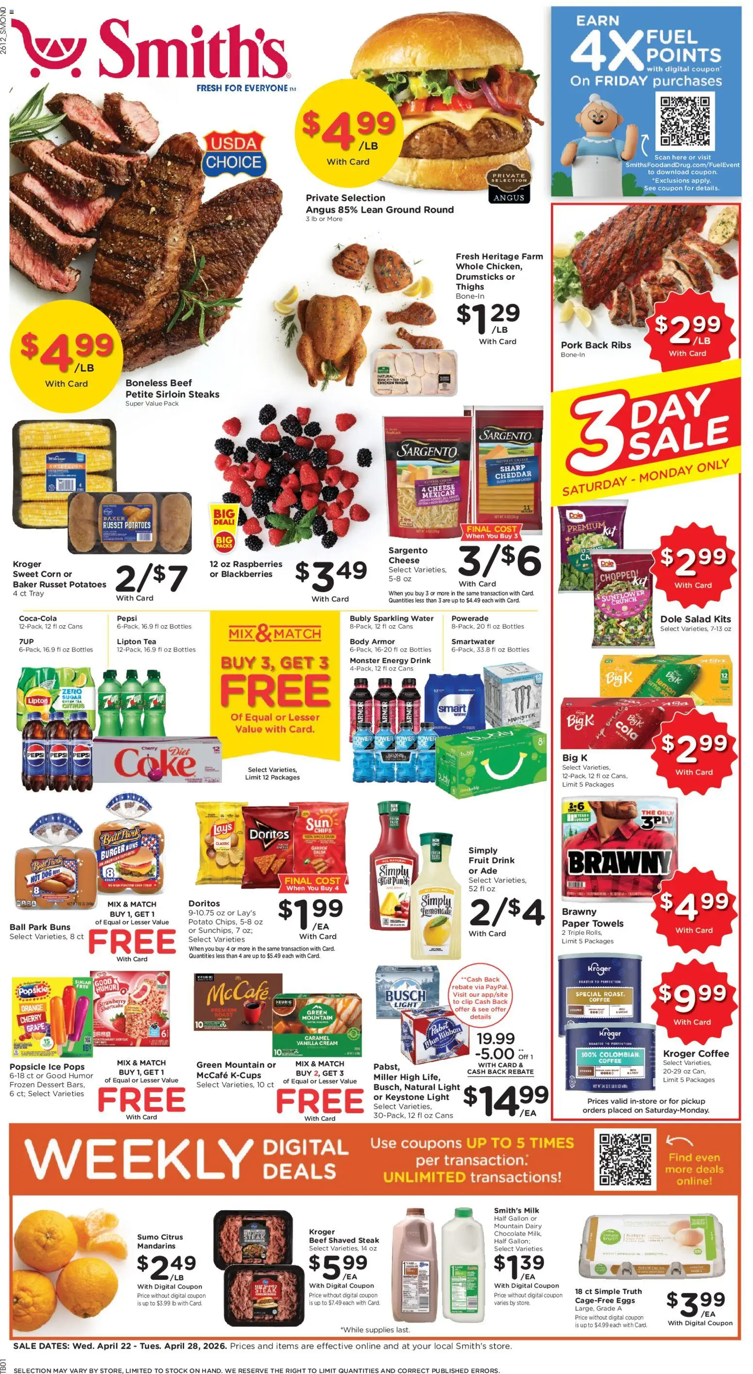 Smith's Weekly Ad - NM - valid from 22.04.2026 | Page: 1 | Products: Mandarins, Tea, Water, Lemon