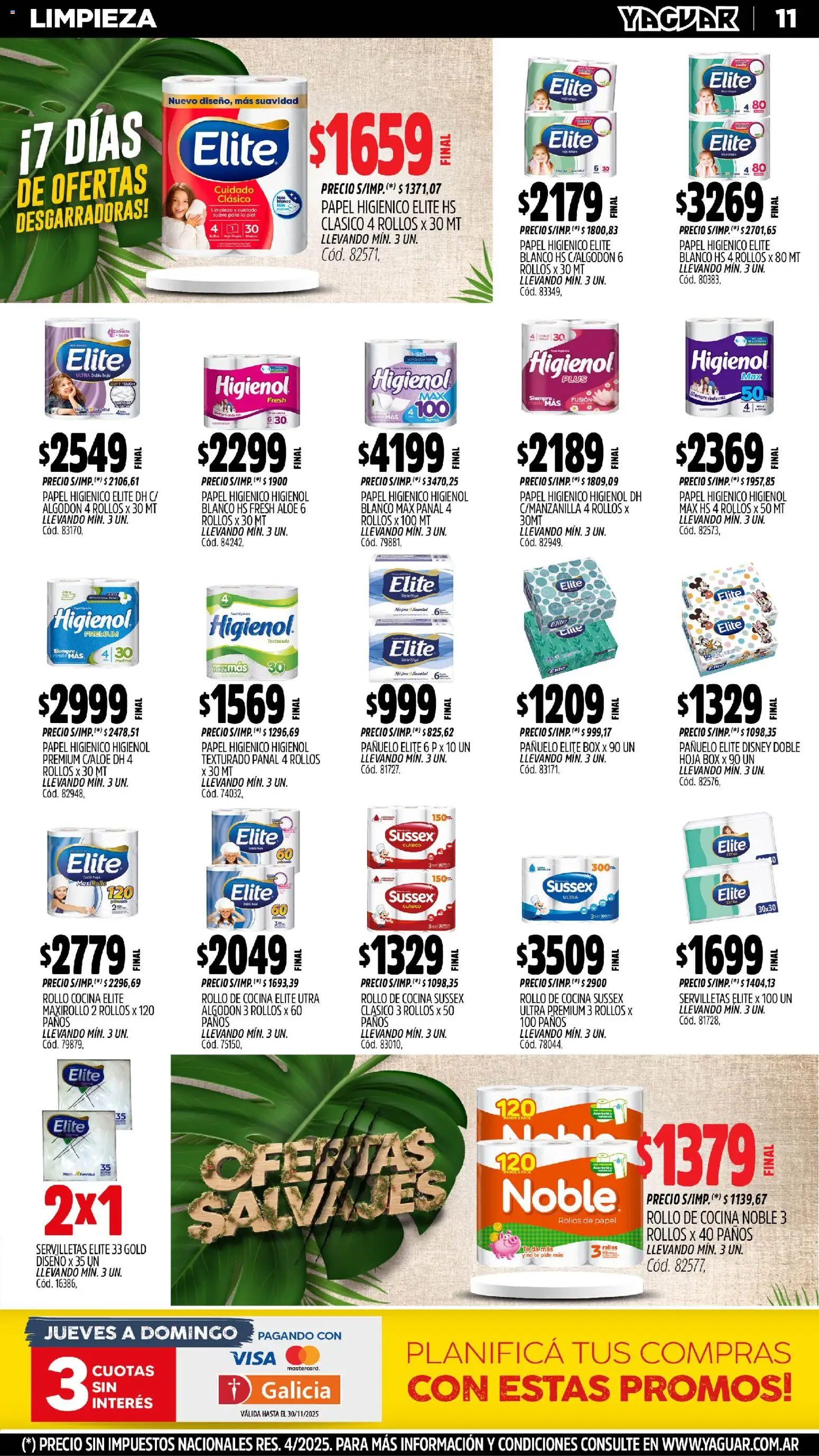 Yaguar - Mendoza │ válido desde el 03.11.2025 | Página: 13 | Productos: Pañuelo, Cocina, Servilletas, Té