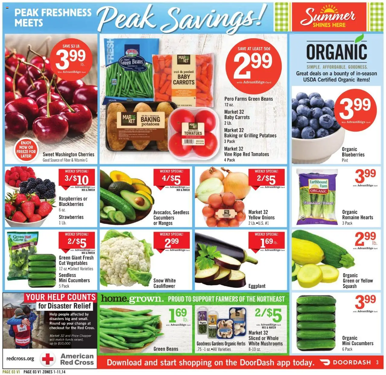 Price Chopper Weekly Ad - valid from 03.08.2025 | Page: 3 | Products: Cherries, Squash, Cucumbers, Cauliflower
