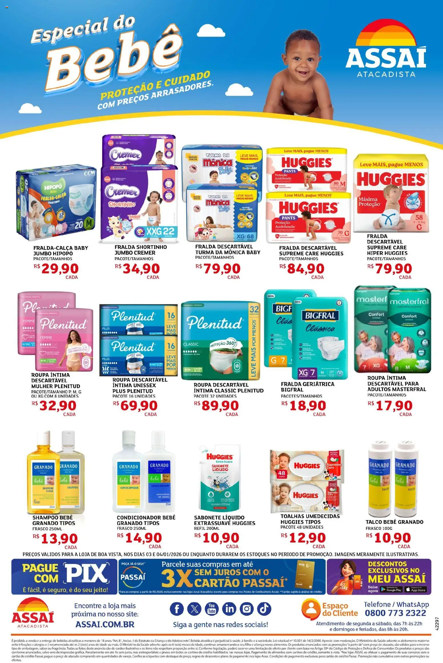 Assaí Atacadista Folheto - válido de 03.01.2026 | Página: 4 | Produtos: Shampoo, Condicionador, Base, Sabonete líquido