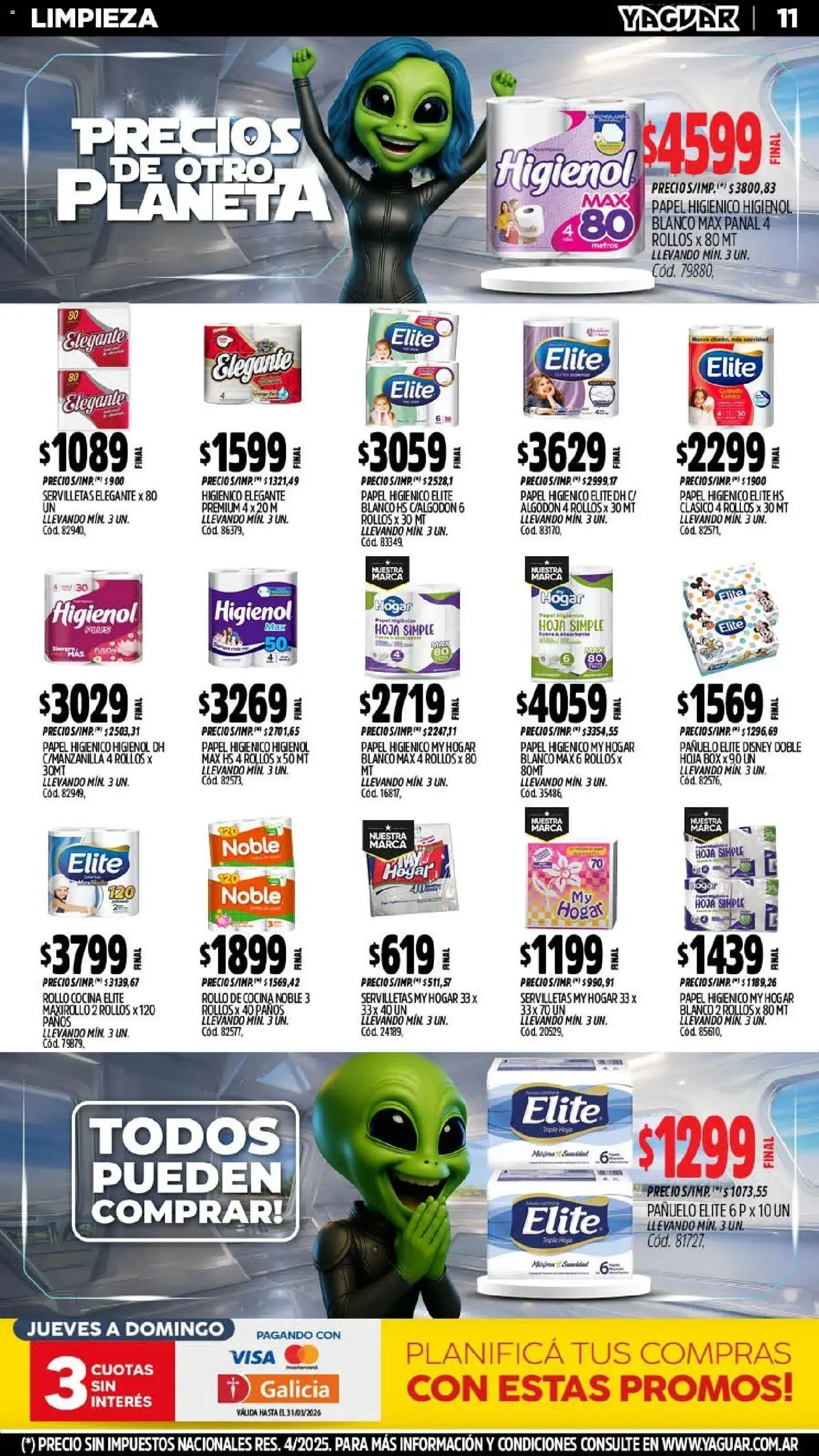 Yaguar - Oferta Semanal Trelew │ válido desde el 11.03.2026 | Página: 15 | Productos: Papel higiénico, Pañuelo, Cocina, Huevo