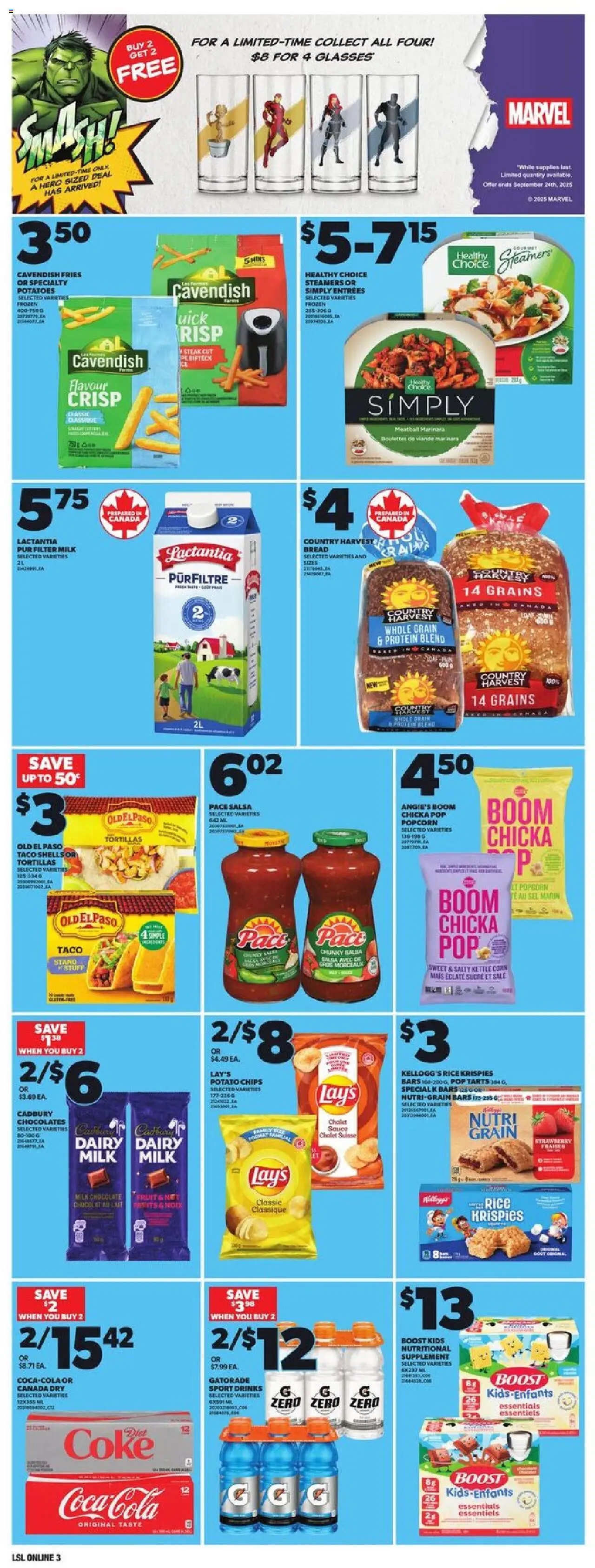 Loblaws flyer valid from 18.09.2025 | Page: 9 | Products: Glasses, Kettle, Milk, Chocolate