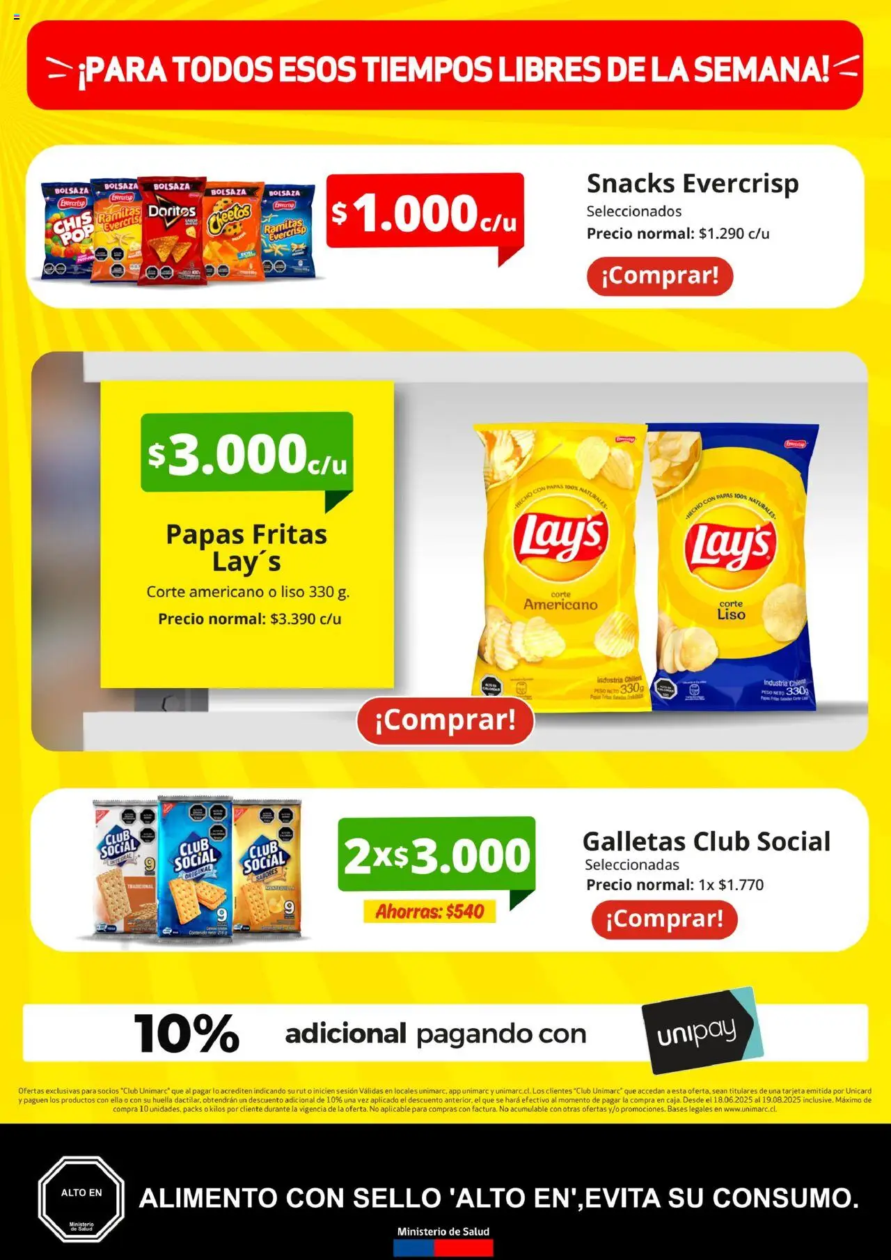 Unimarc ofertas  │ válido desde el 18.06.2025 | Página: 11 | Productos: Bolsa, Peso, Papas fritas, Galletas