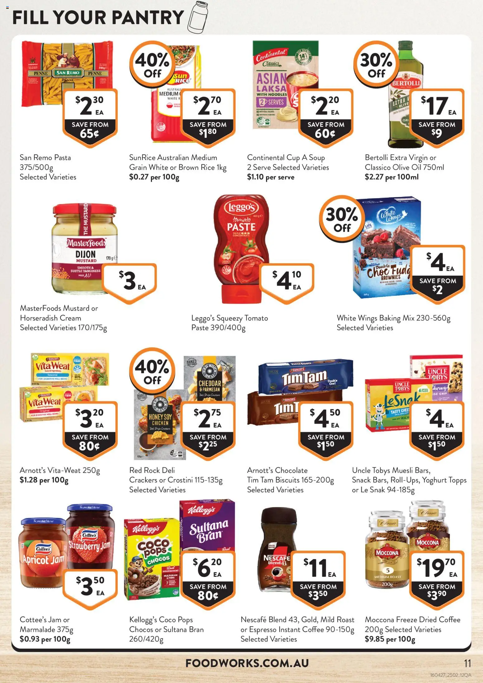 Foodworks catalogue - valid from 25.02.2026 | Page: 11 | Products: Chicken, Pasta, Biscuits, Moccona