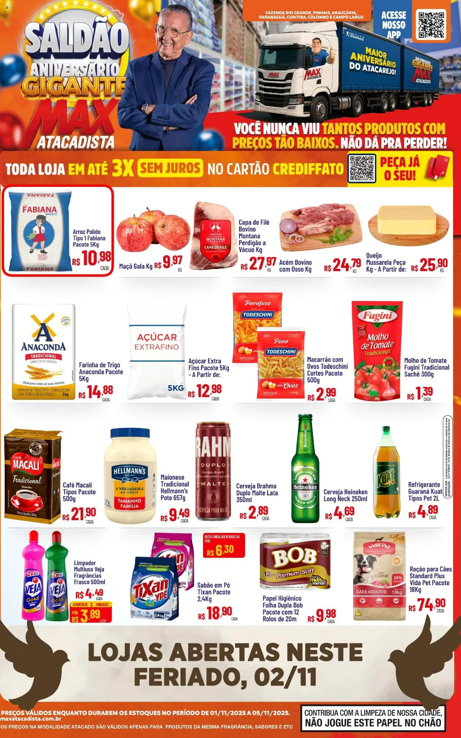 Max Atacadista Folheto - válido de 01.11.2025 | Página: 1 | Produtos: Sabão em pó, Molho de tomate, Queijo, Heineken