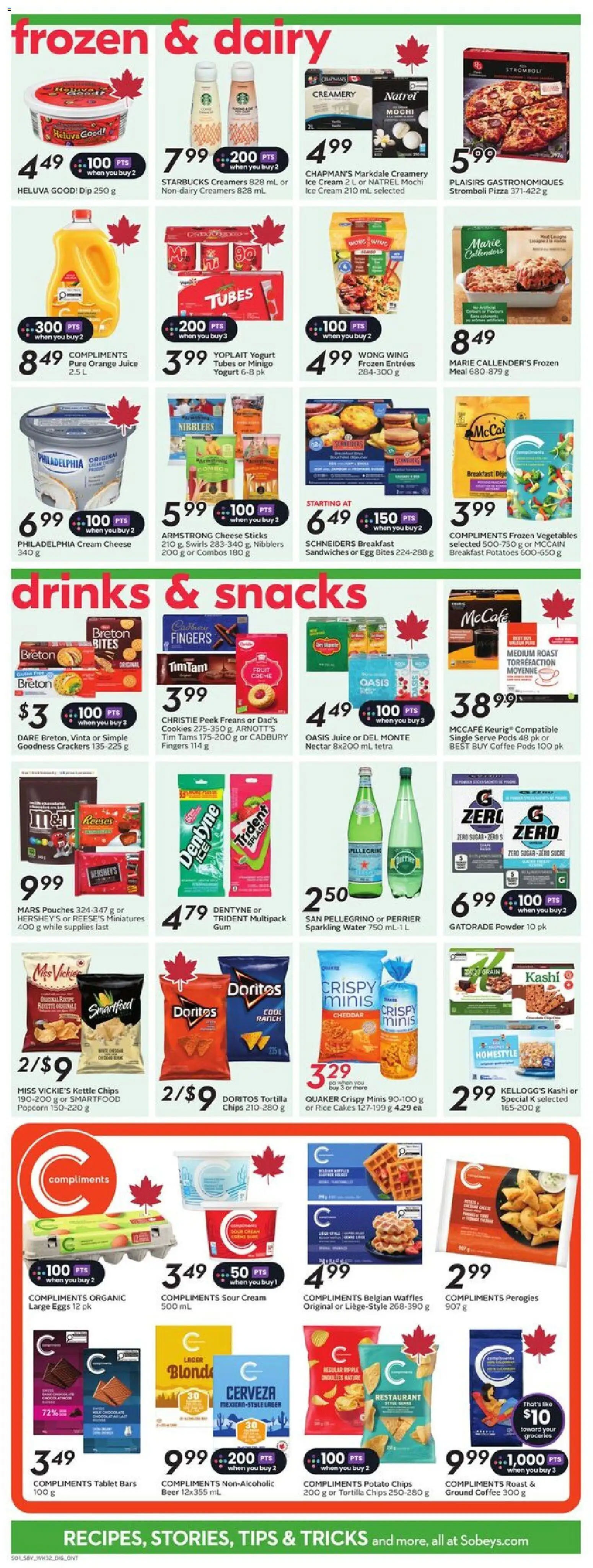 Sobeys flyer valid from 04.12.2025 | Page: 11 | Products: Potatoes, Cheese, Pizza, Beer