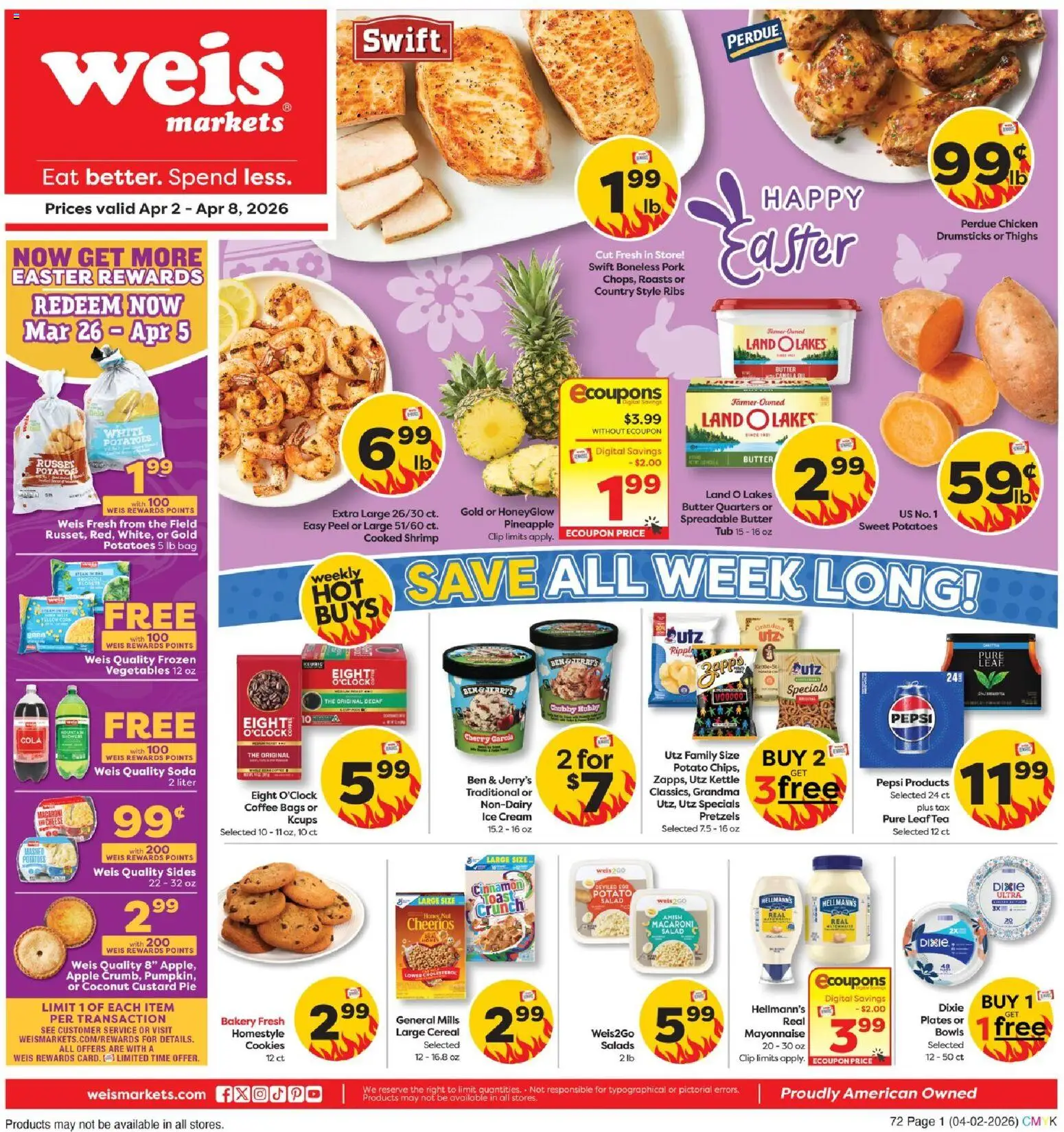 Weis Weekly Circular - WV - valid from 02.04.2026 | Page: 1 | Products: Coffee, Pineapple, Salad, Potatoes