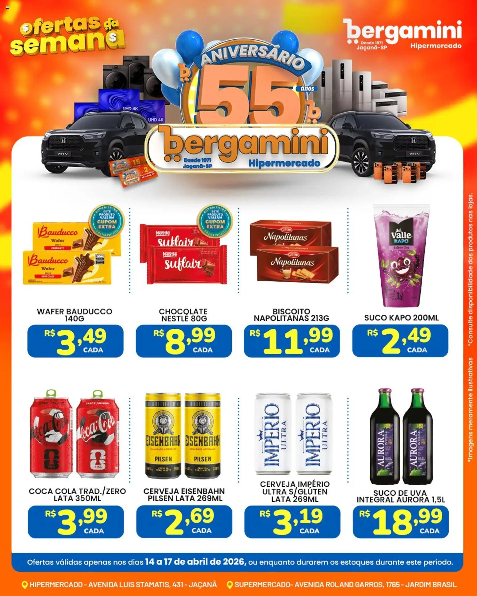 Supermercado Bergamini Folheto - válido de 14.04.2026 | Página: 6 | Produtos: Biscoito, Chocolate, Suco, Cerveja