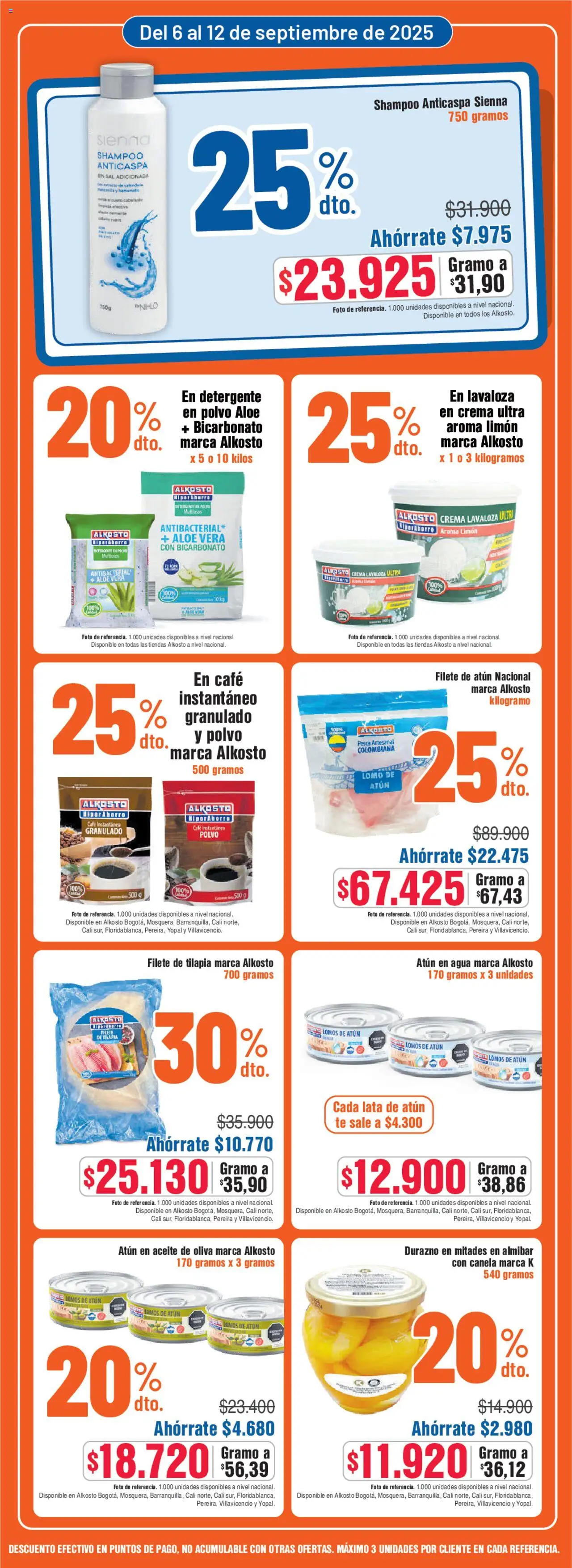 Alkosto revista - valida desde el 06.09.2025 | Página: 4 | Productos: Limón, Polvo, Oliva, Detergente