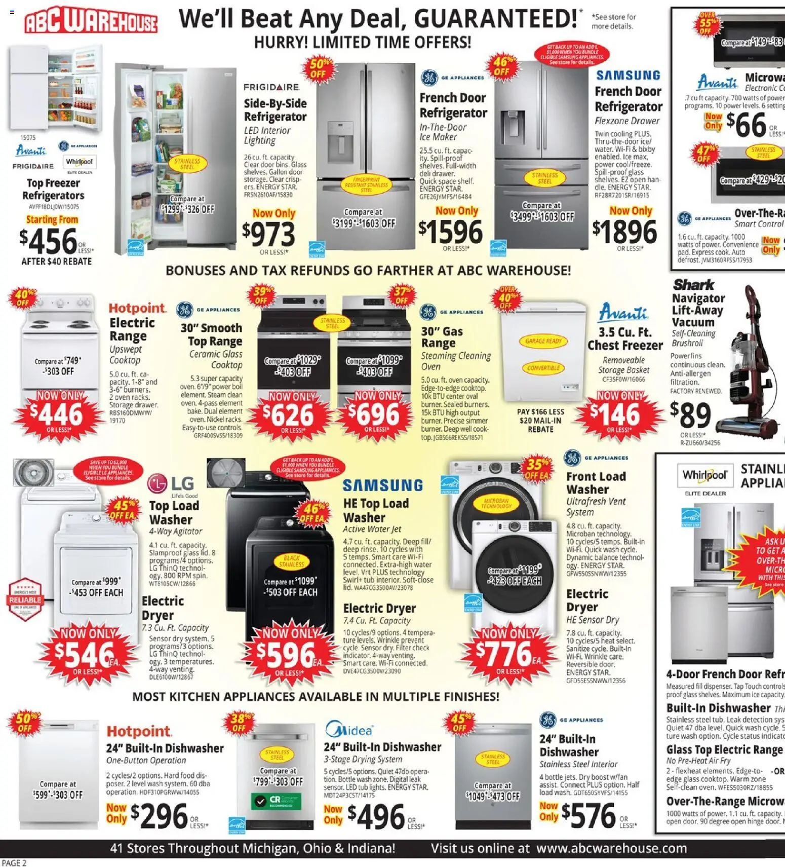 ABC Warehouse Weekly Ad - valid from 29.03.2026 | Page: 2 | Products: Water, Sensor, Dryer, Dishwasher