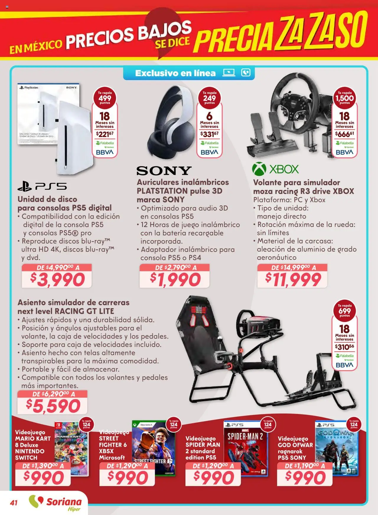 Nuevas ofertas de Soriana válidas en toda la República Mexicana desde el 14.08.2025. ¡Encuentra las mejores ofertas en Soriana - Preciazazaso Híper: Valle de México! | Página: 41 | Productos: Playstation, Adaptador, Batería, Xbox
