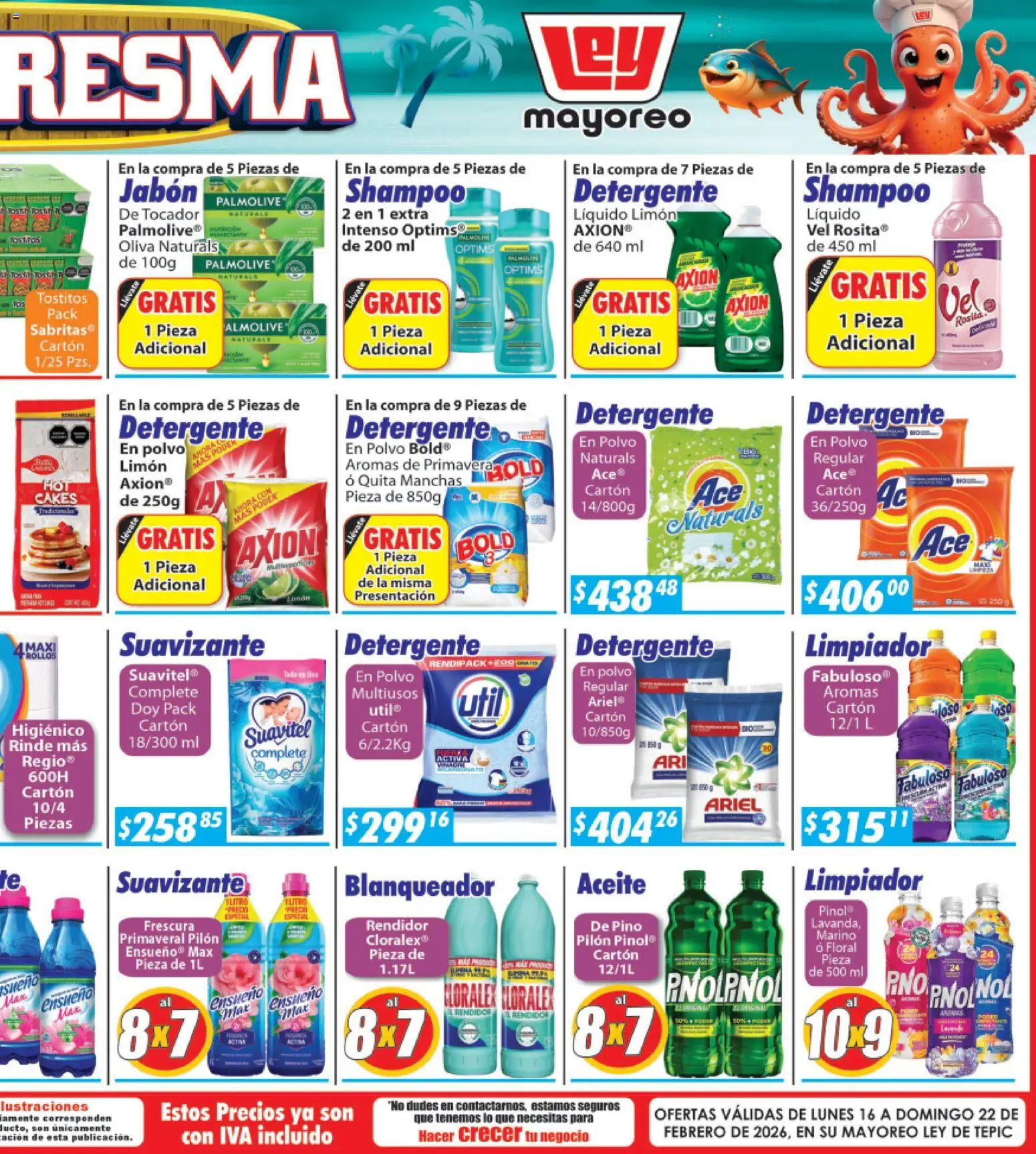 Nuevas ofertas de Casa Ley válidas en toda la República Mexicana desde el 16.02.2026. ¡Encuentra las mejores ofertas en Casa Ley folleto Tepic! | Página: 6 | Productos: Detergente, Aceite, Suavizante, Limpiador