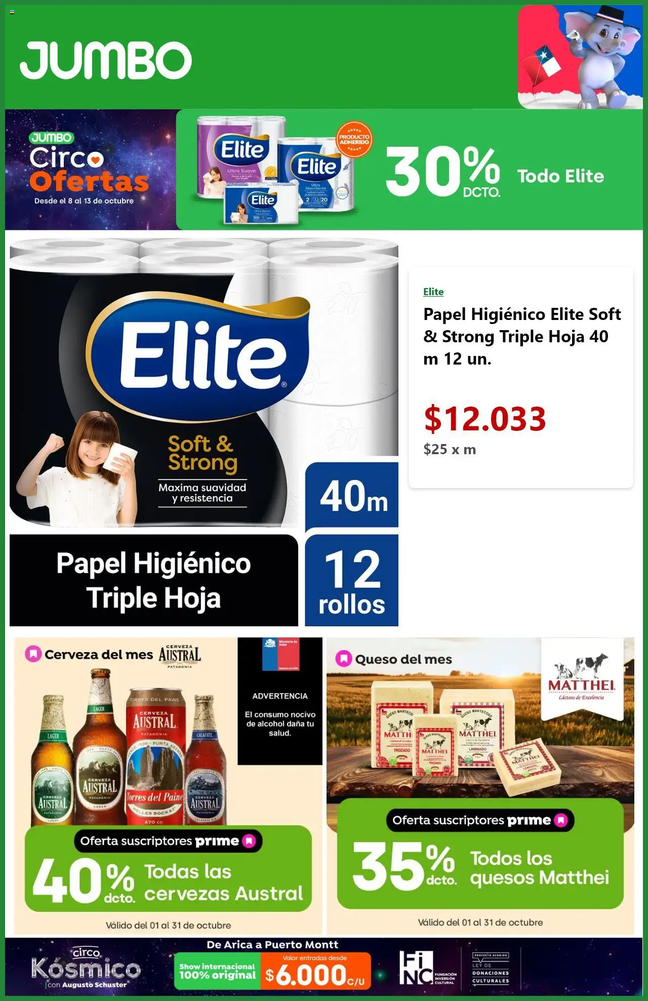 Jumbo ofertas  │ válido desde el 09.10.2025 | Página: 2 | Productos: Papel higiénico, Queso, Cerveza