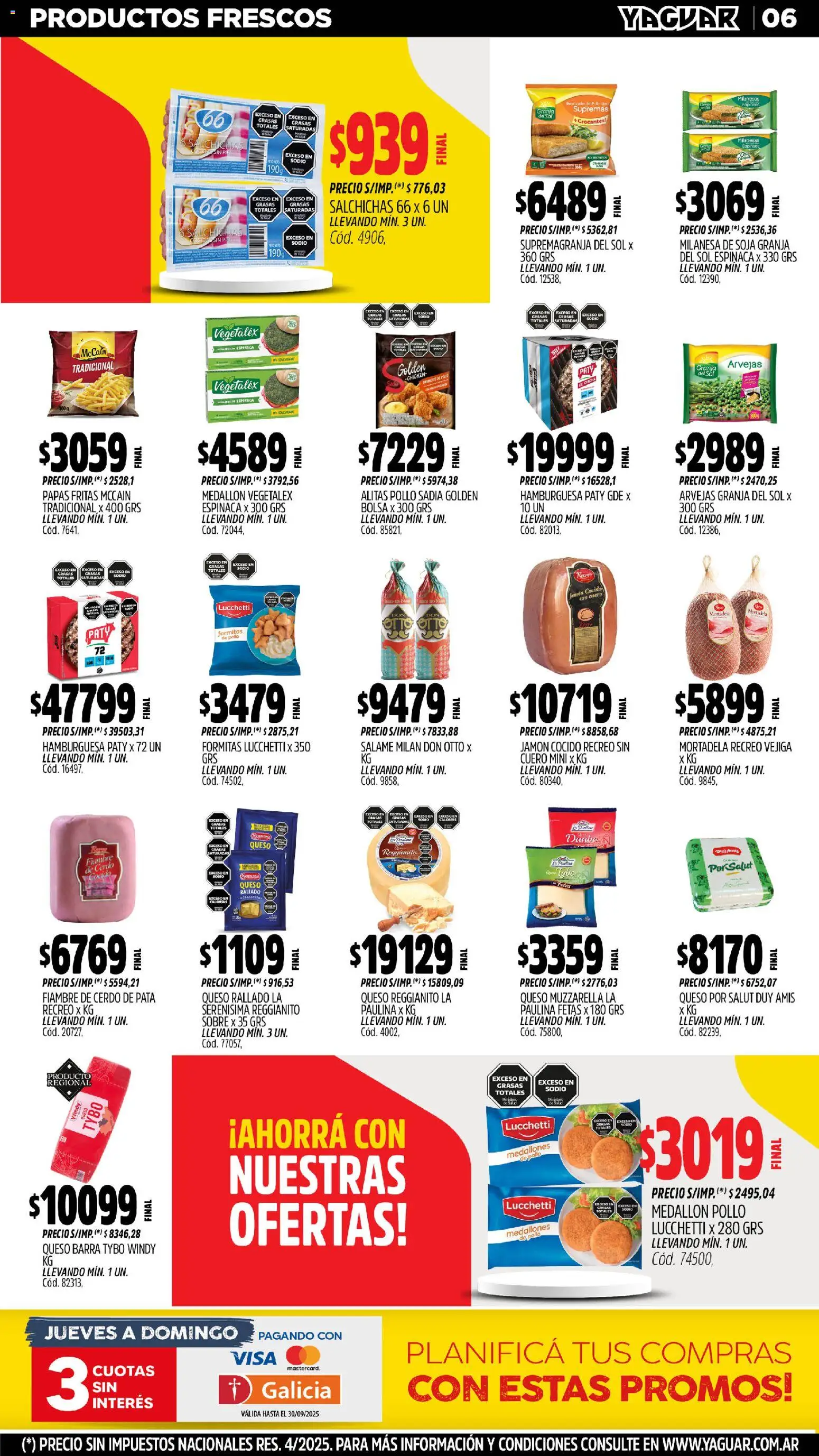 Yaguar - Córdoba │ válido desde el 27.10.2025 | Página: 6 | Productos: Milanesa, Jamón cocido, Mortadela, Cerdo