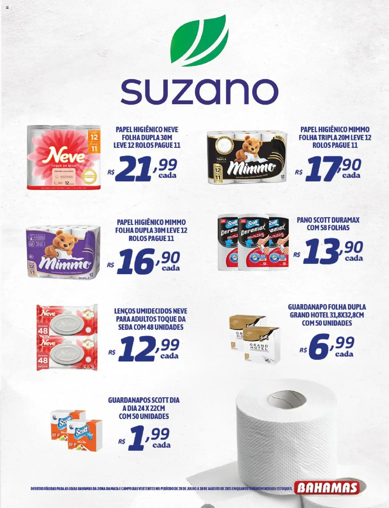 Bahamas Supermercados Folheto - válido de 28.07.2025 | Página: 11 | Produtos: Papel higiênico, Guardanapo