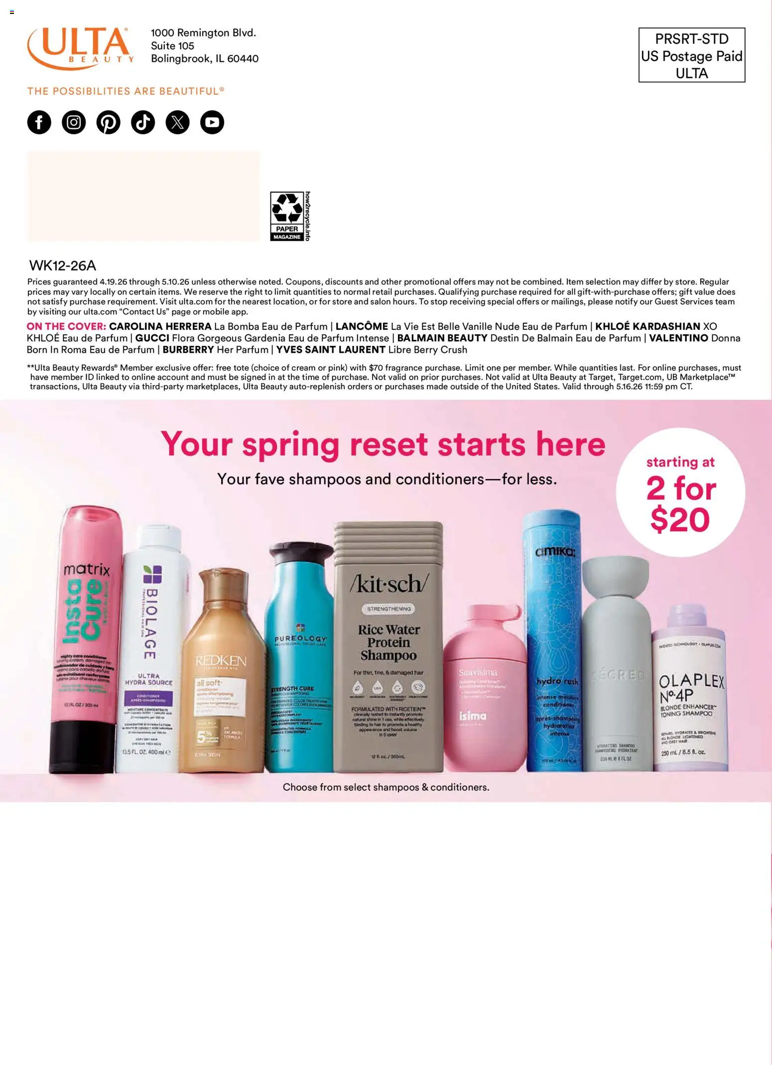 Ulta Beauty - 4.19.26 - 5.10.26 - valid from 19.04.2026 | Page: 64 | Products: Fragrance, Shampoo, Rice, Water