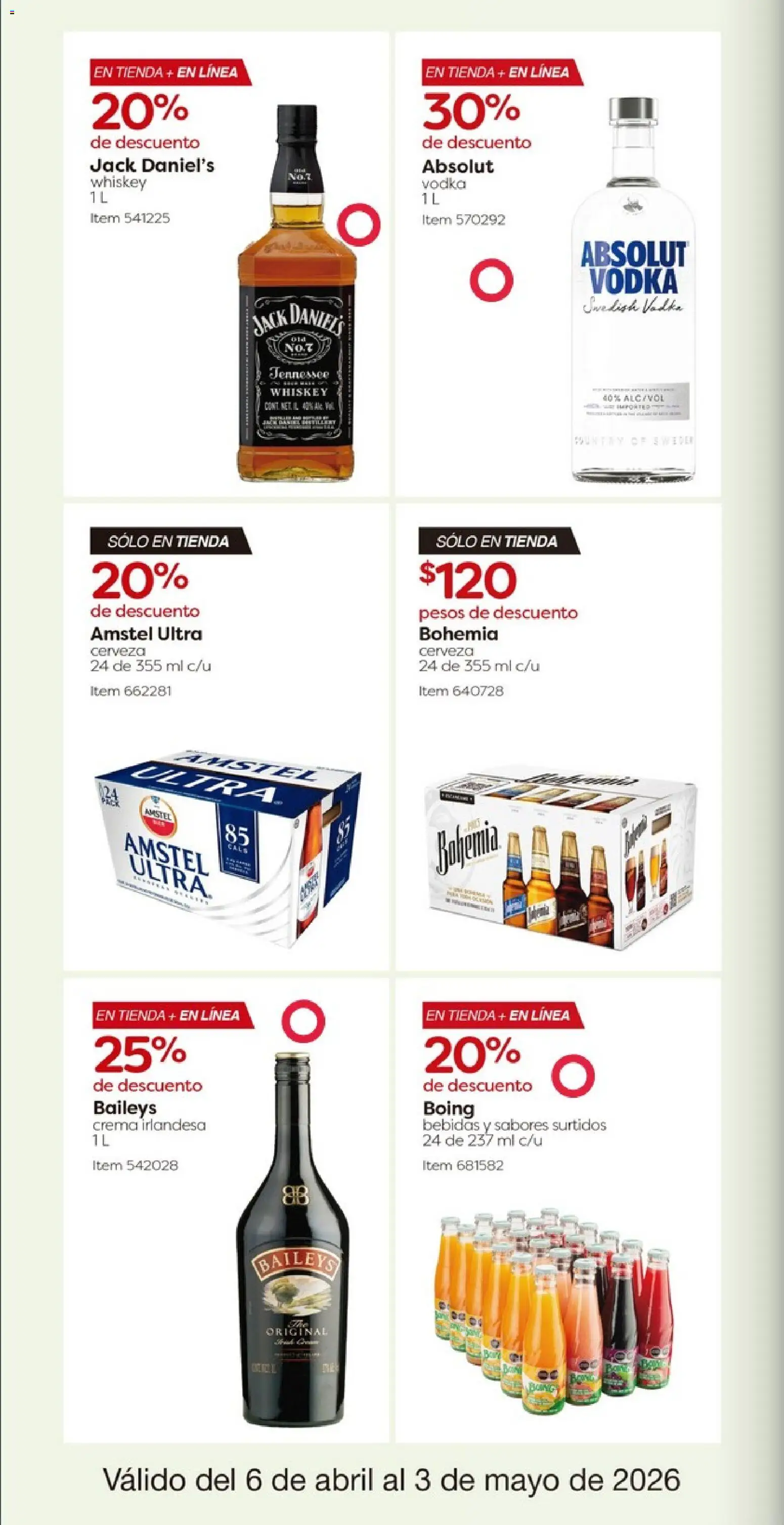 Nuevas ofertas de Costco válidas en toda la República Mexicana desde el 06.04.2026. ¡Encuentra las mejores ofertas en Costco catálogo! | Página: 24 | Productos: Whiskey, Crema, Cerveza, Vodka